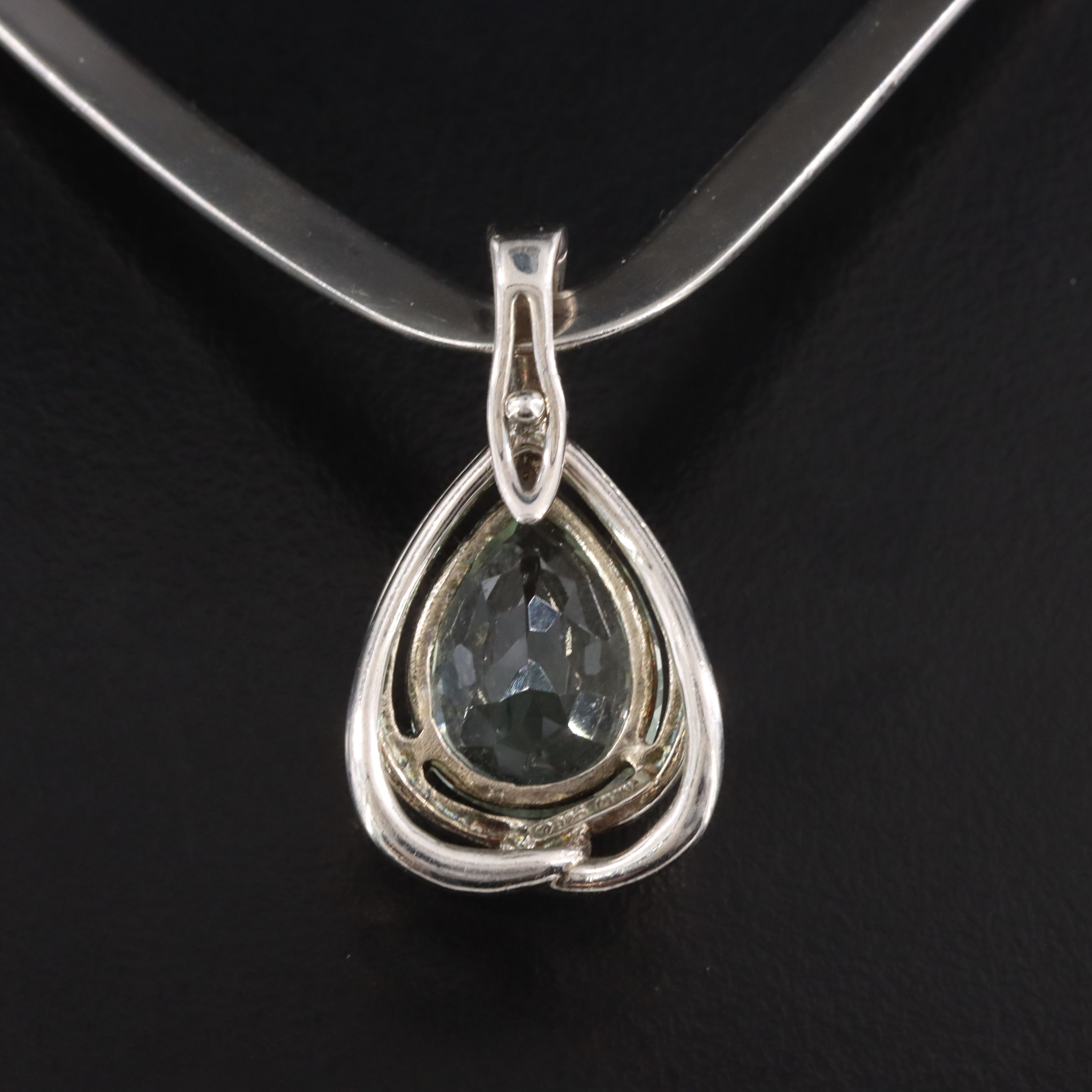 Sterling Prasiolite Enhancer Pendant V Collar Necklace
