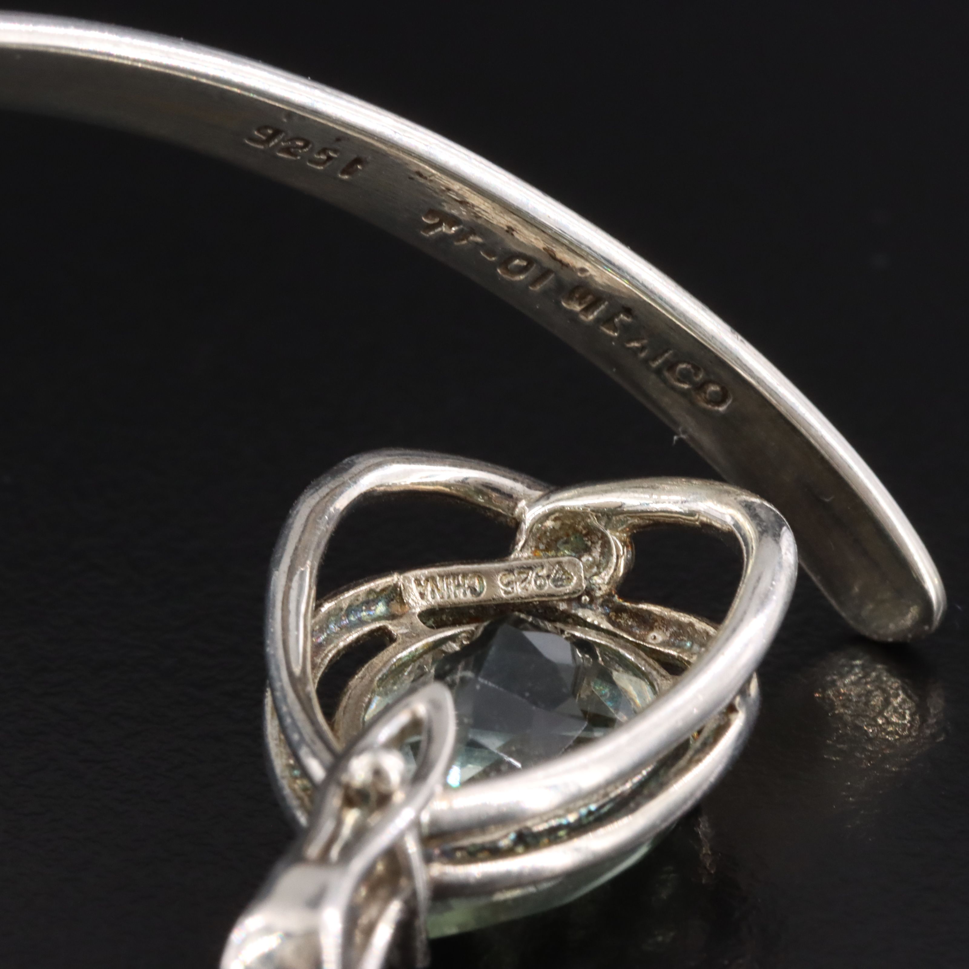 Sterling Prasiolite Enhancer Pendant V Collar Necklace