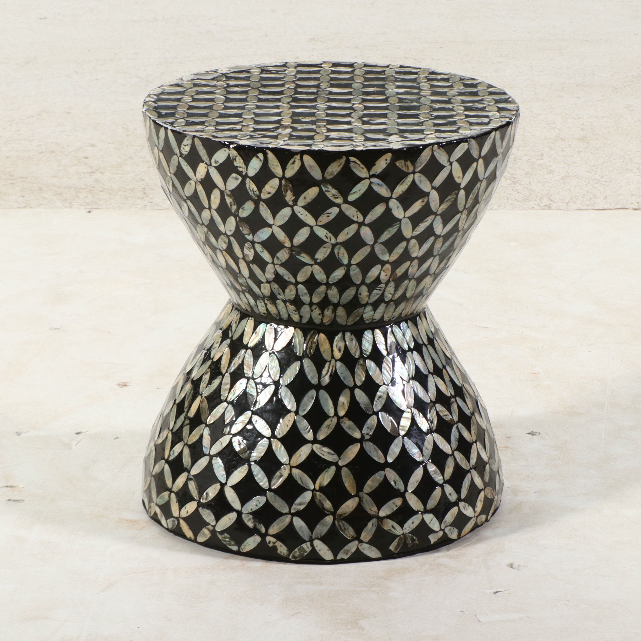 "Hourglass" Mother of Pearl Inlay Side Table, 21st Century