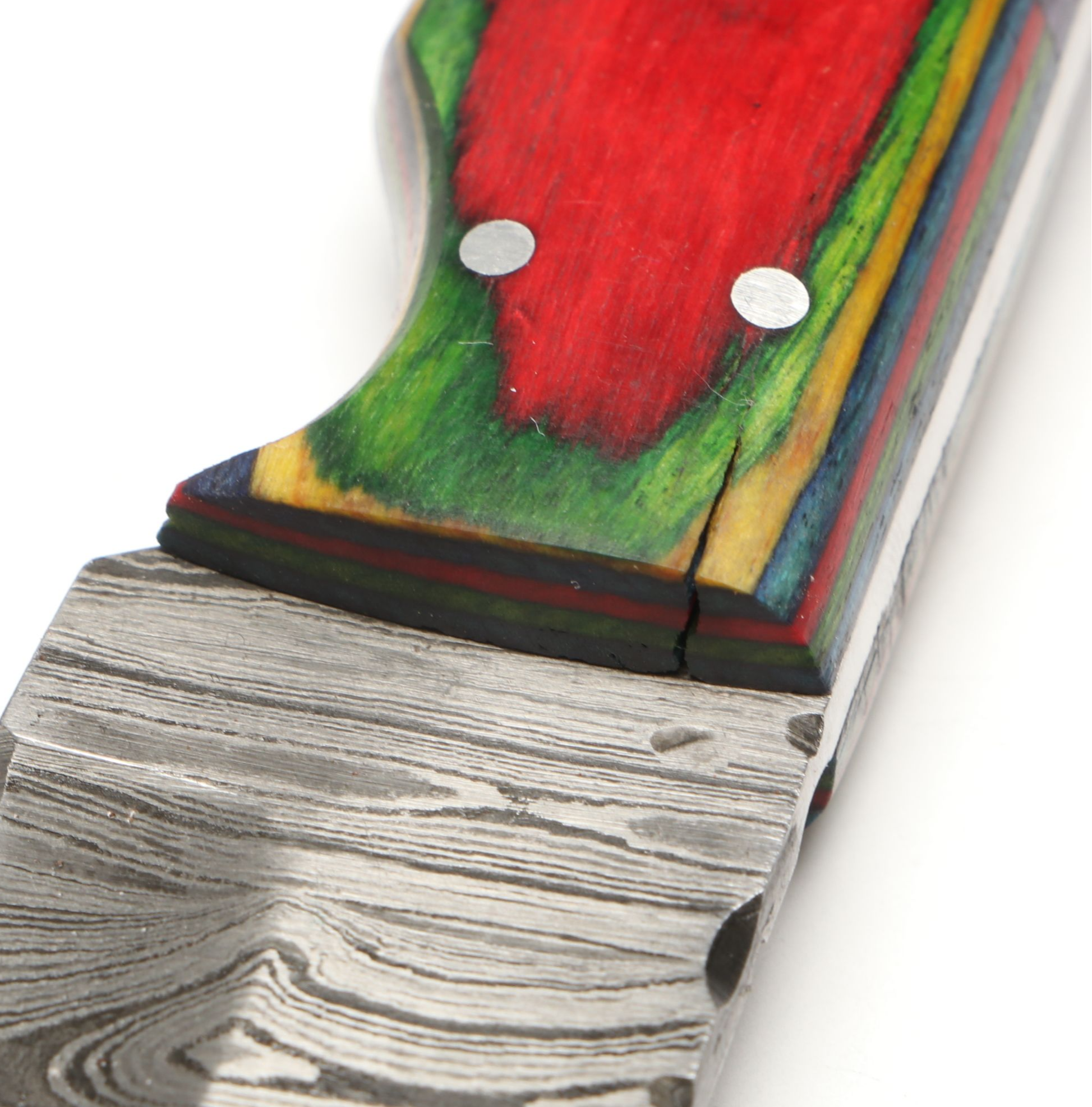 Damascus Steel Skinner and Hunting Knives in Leather Scabbards