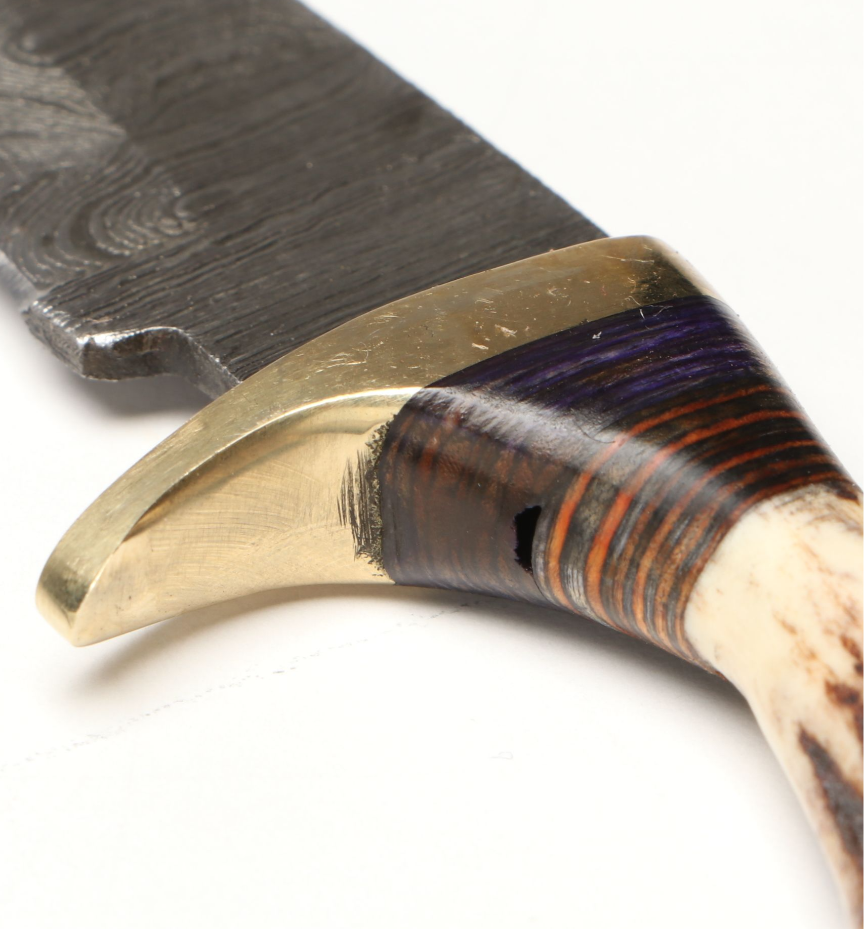 Damascus Steel Skinner and Hunting Knives in Leather Scabbards
