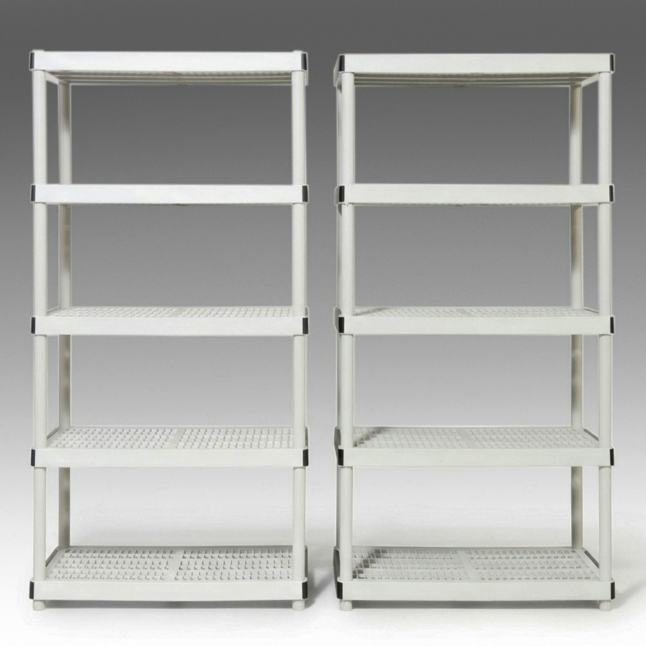 Pair of Contemporary Five-Tier Ventilated Plastic Utility Shelving Units