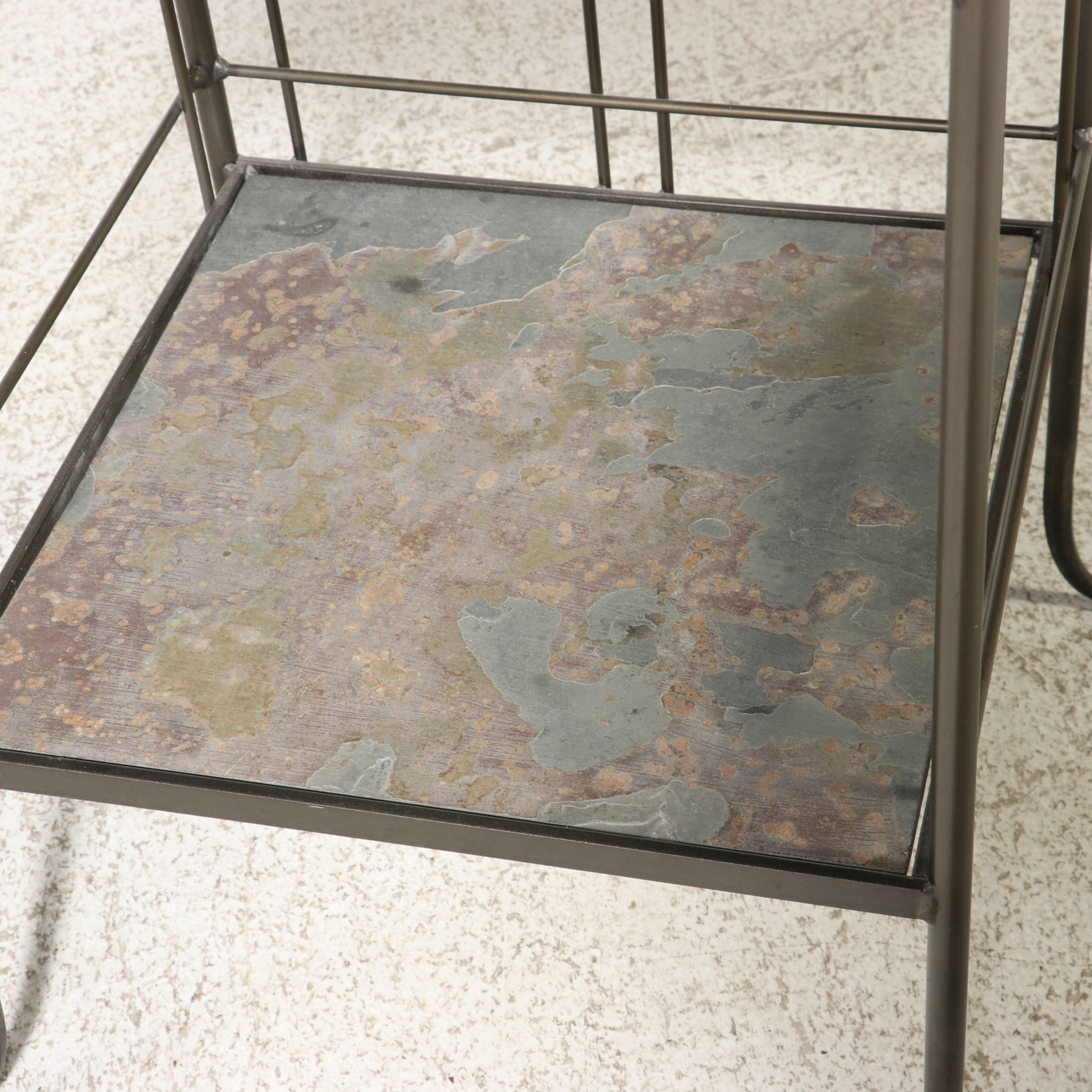 Contemporary Metal and Slate Four-Tier Étagère