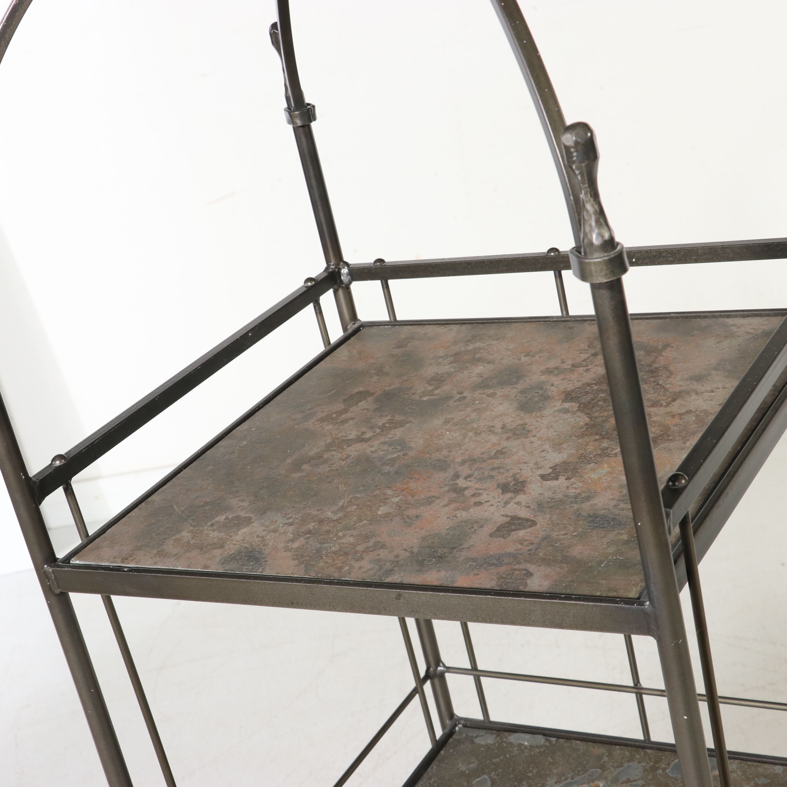 Contemporary Metal and Slate Four-Tier Étagère