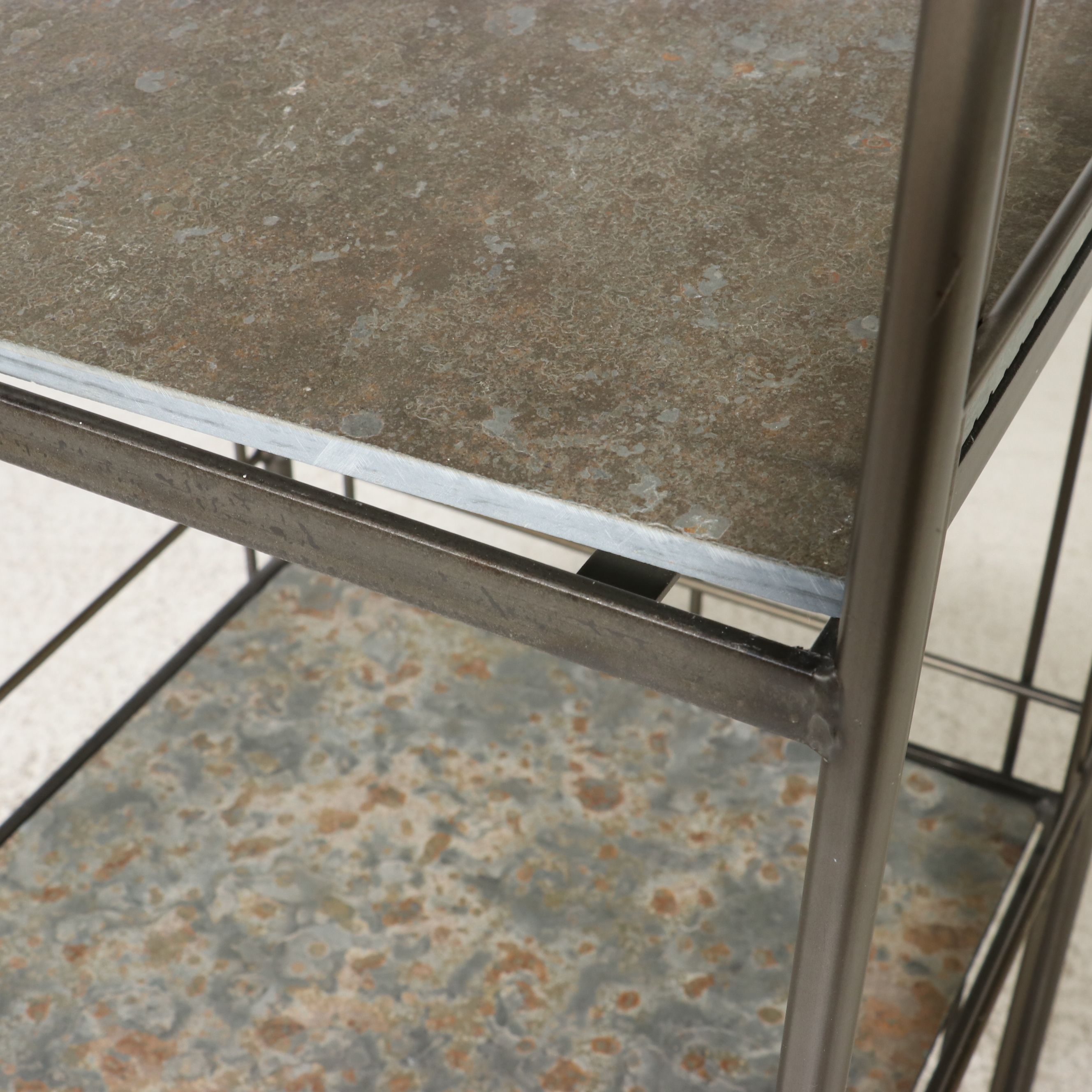 Contemporary Metal and Slate Four-Tier Étagère