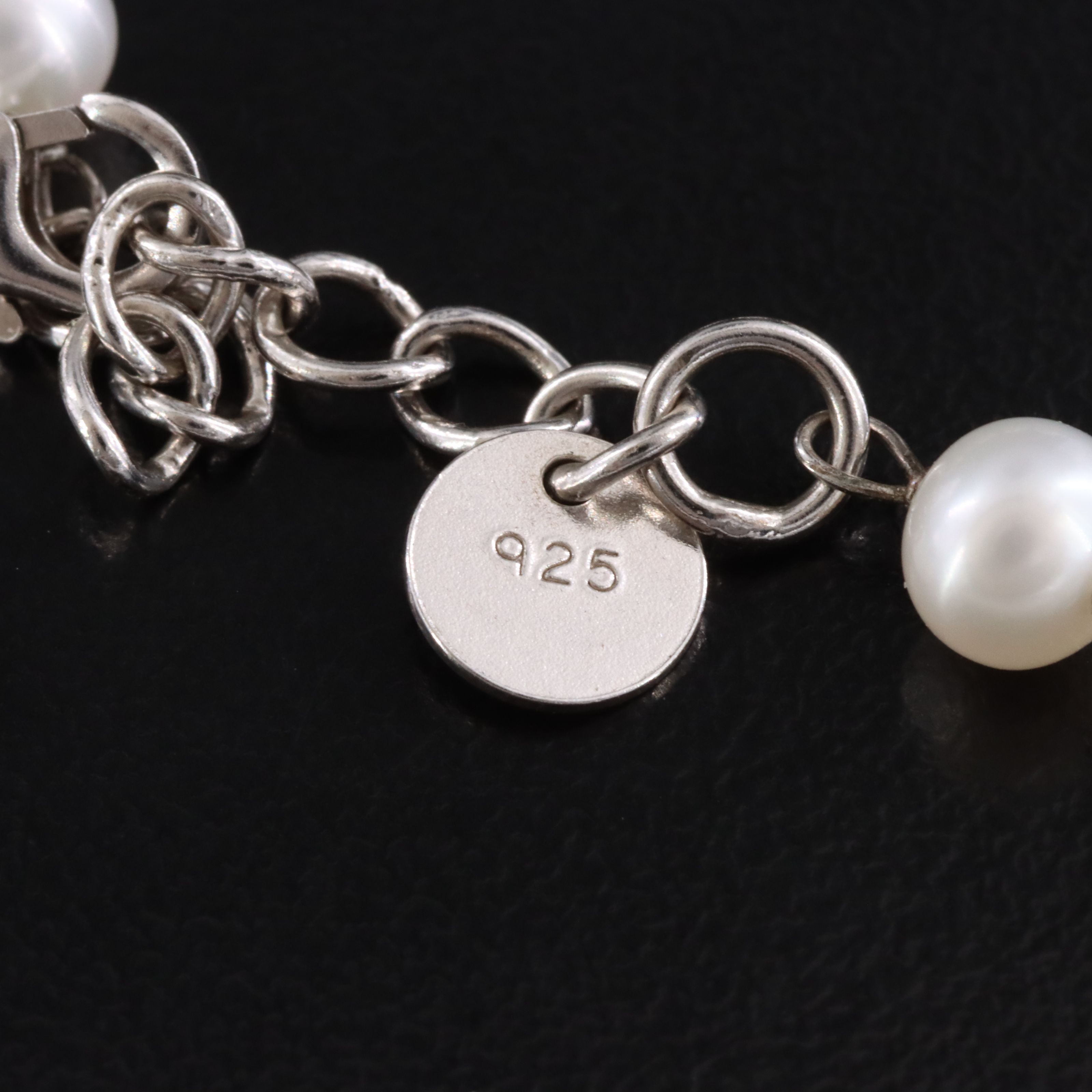 Sterling Pearl Station Necklace