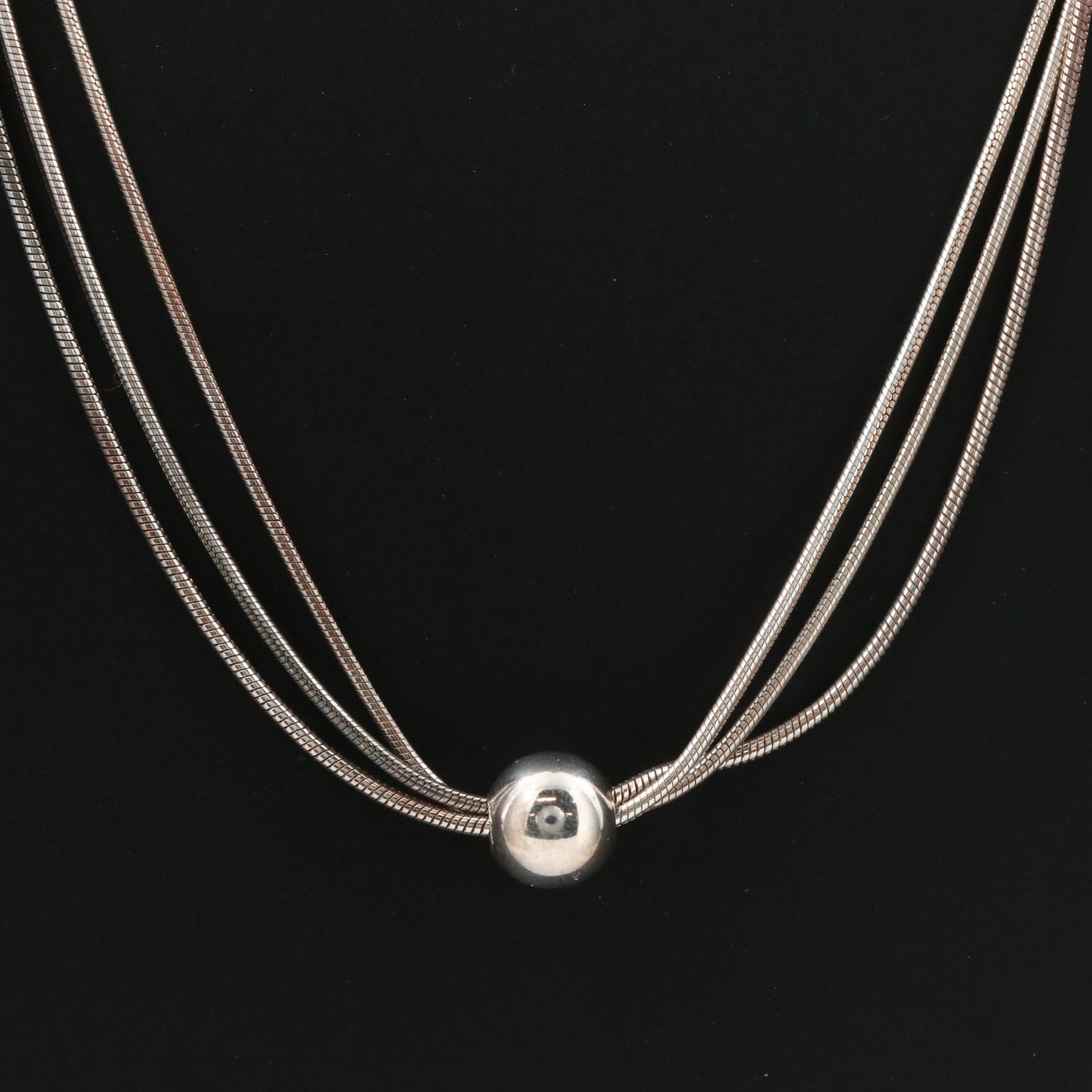Sterling Triple Snake Chain Necklace