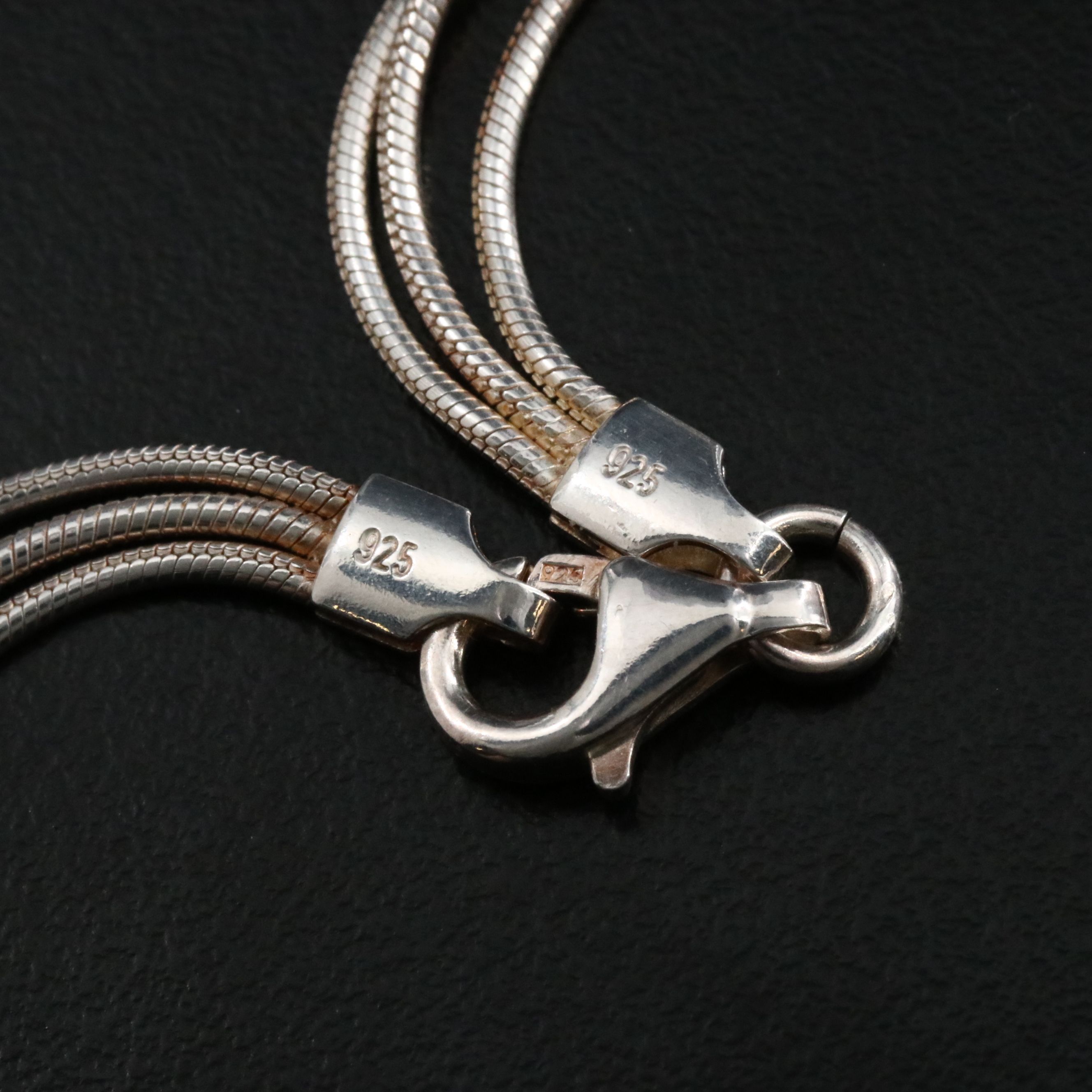 Sterling Triple Snake Chain Necklace