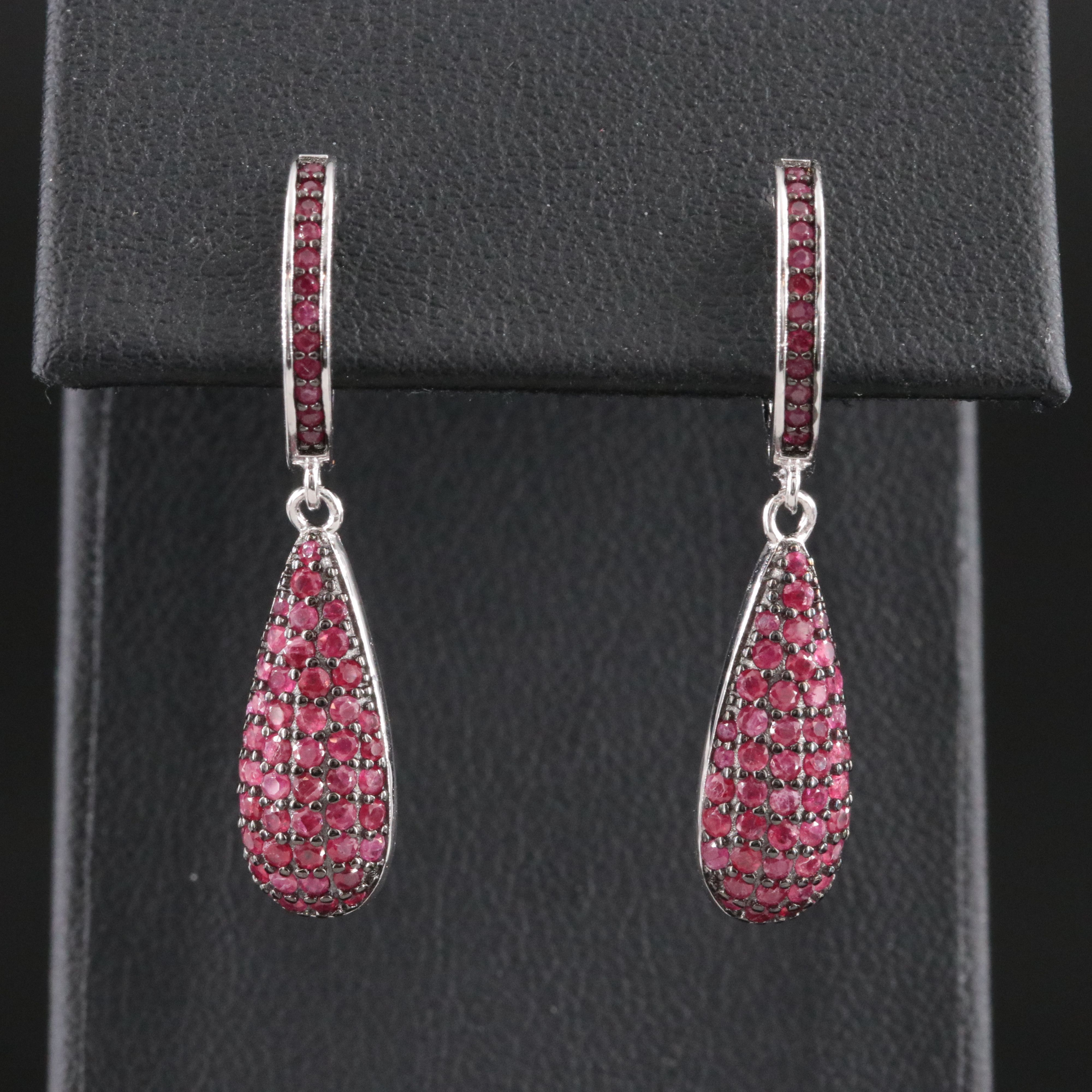 Sterling Ruby Drop Earrings