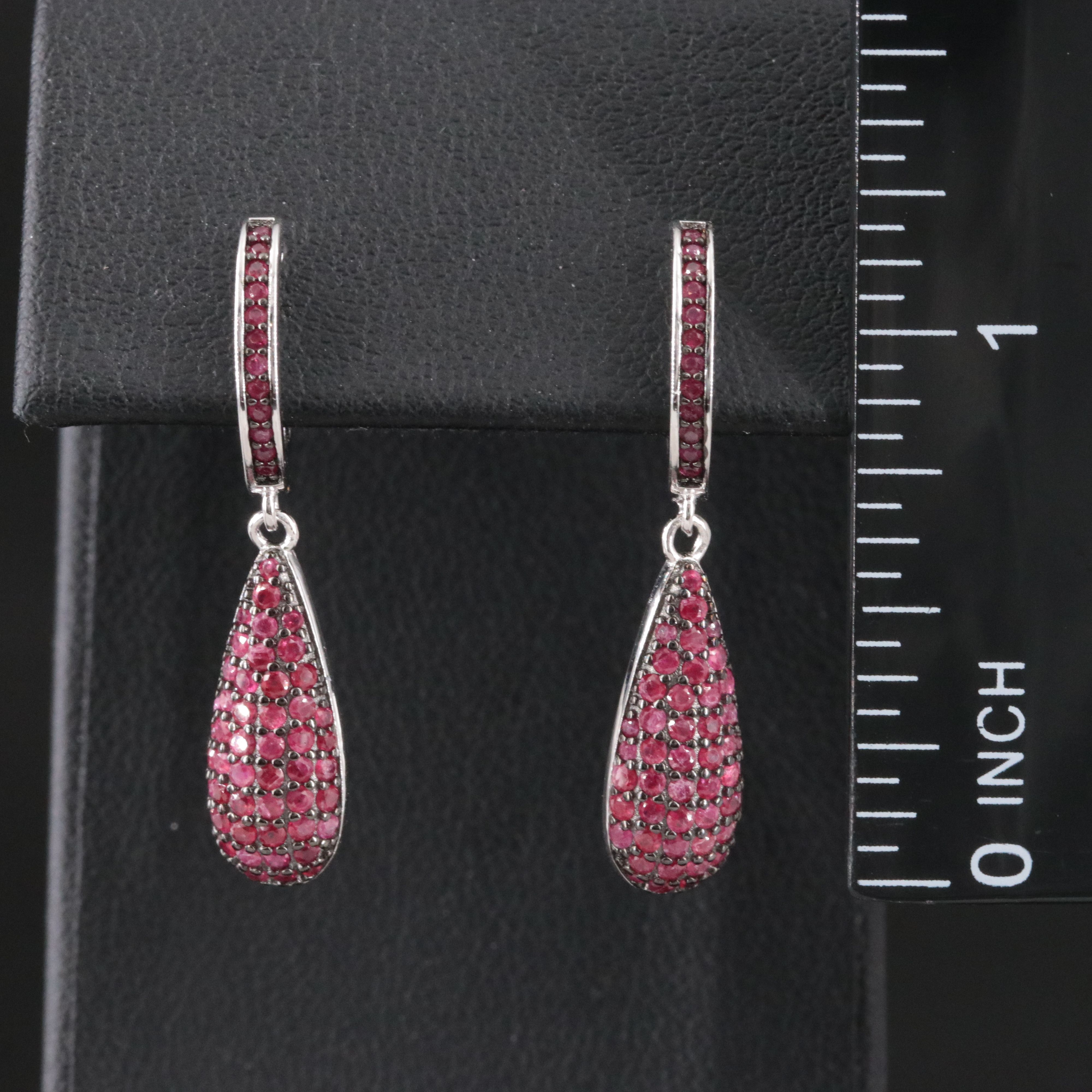 Sterling Ruby Drop Earrings