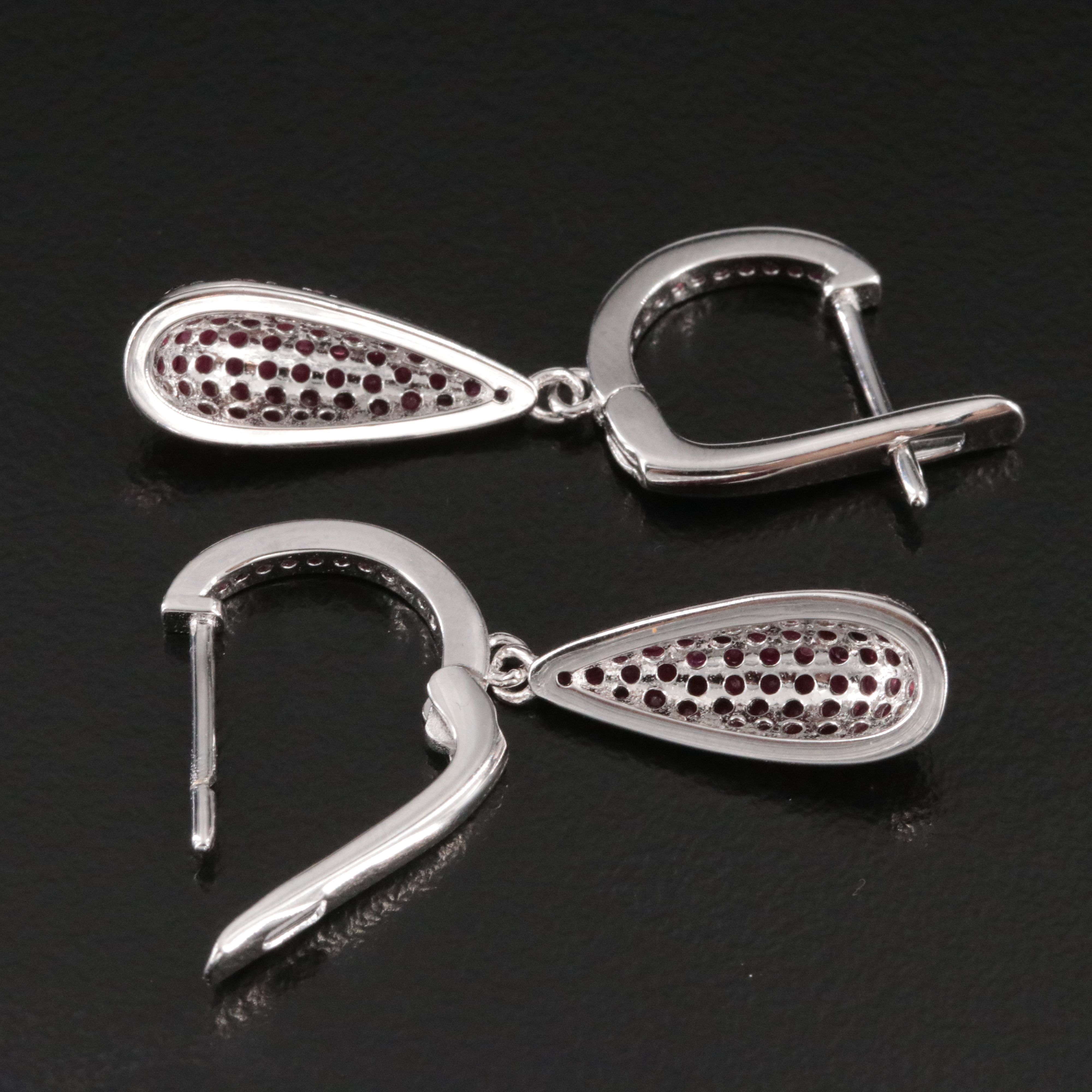 Sterling Ruby Drop Earrings