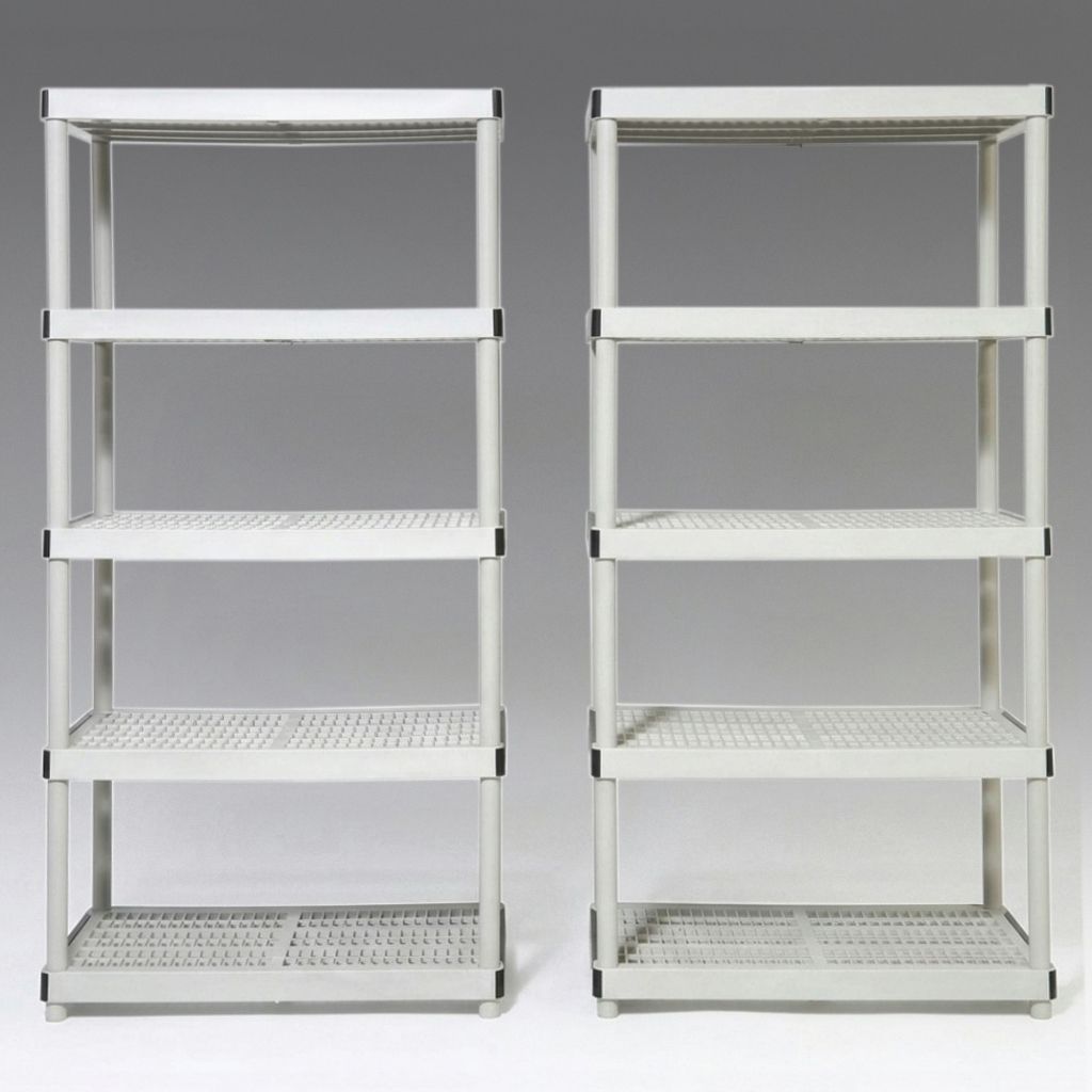 Pair of Five-Shelf Ventilated Heavy-Duty Shelving Units, 21st Century