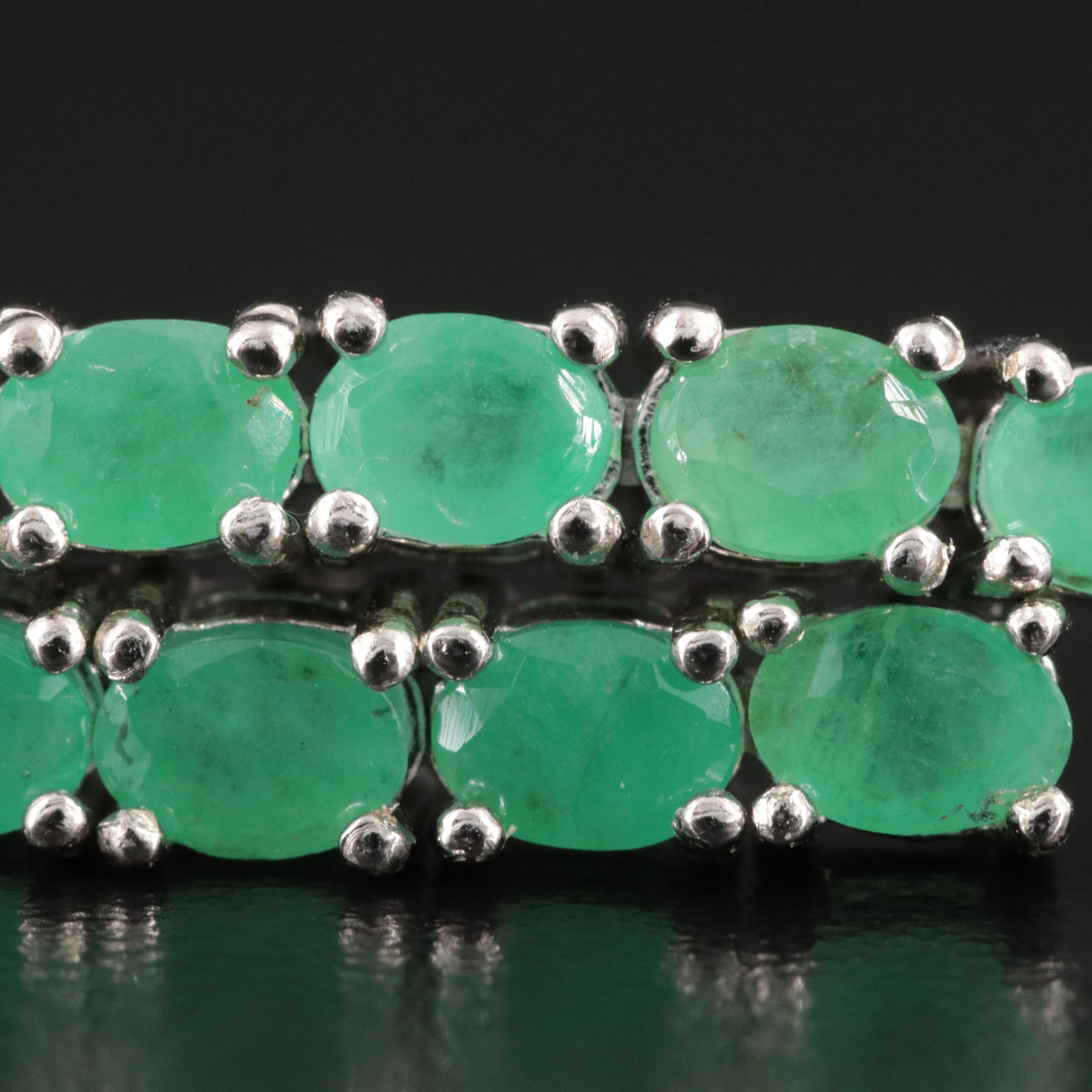 Sterling Emerald Bar Drop Earrings