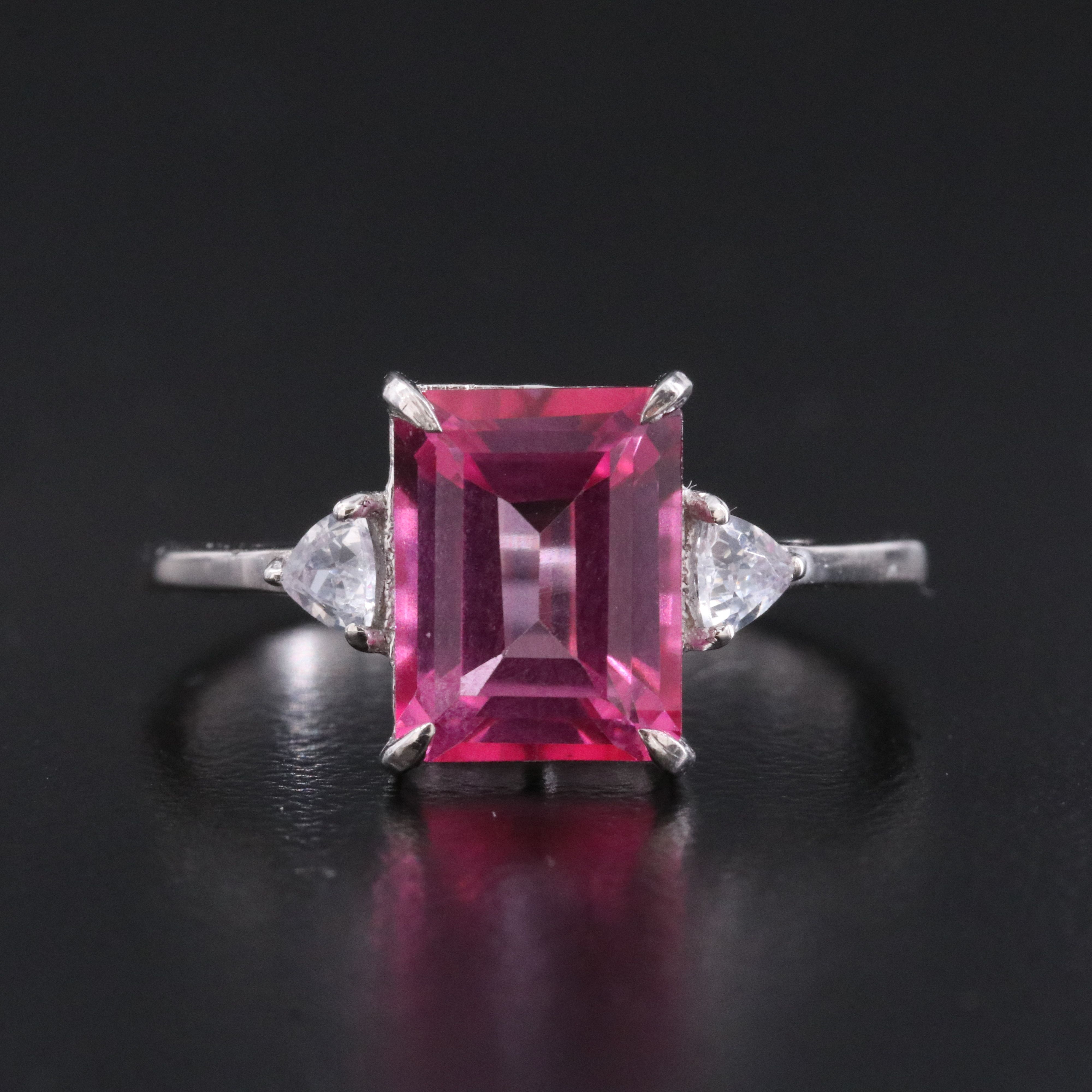 Platinum Pink Topaz and White Sapphire Ring