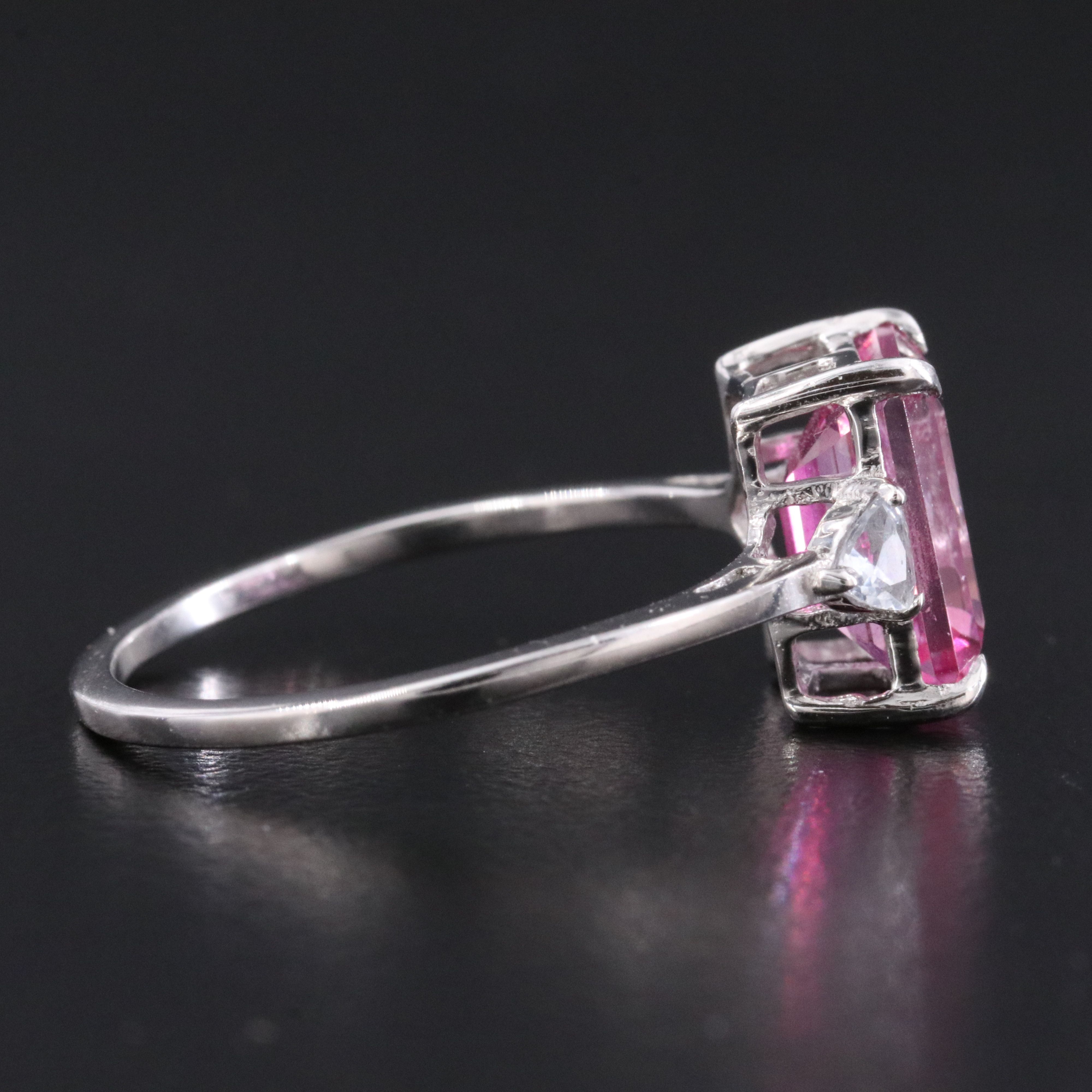 Platinum Pink Topaz and White Sapphire Ring