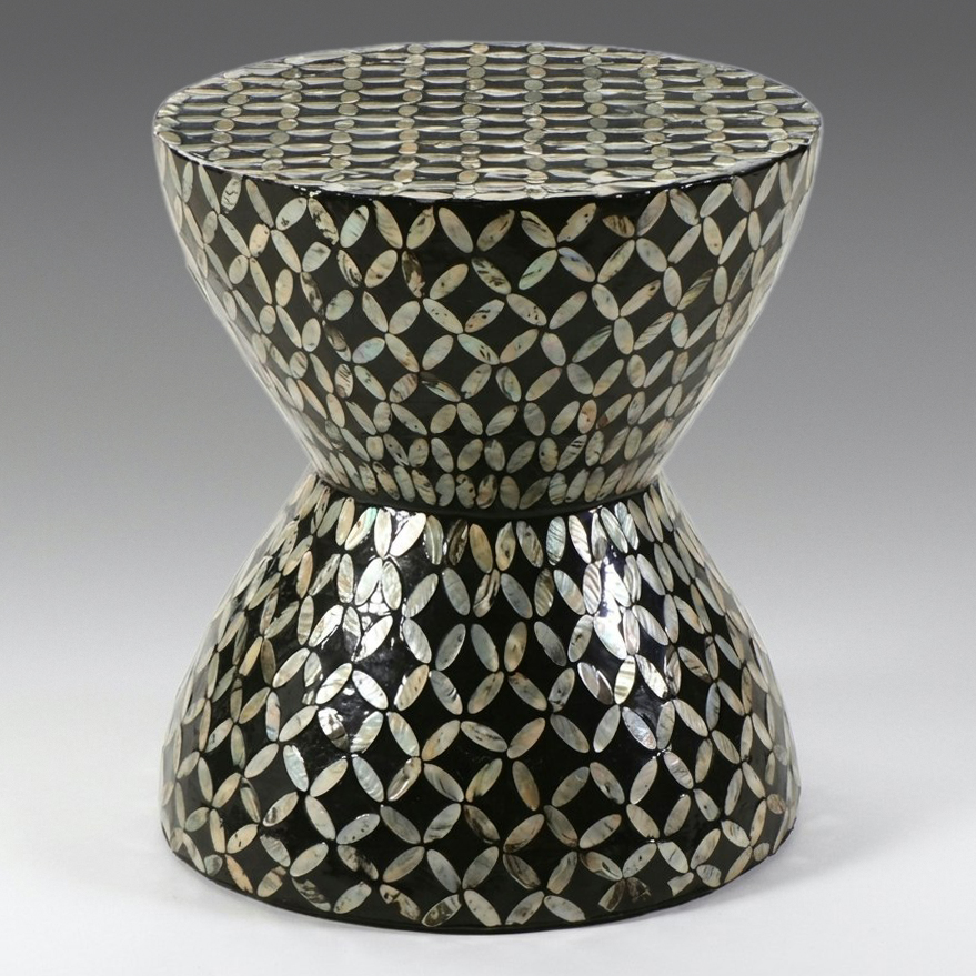 "Hourglass" Mother of Pearl Inlay Side Table, 21st Century