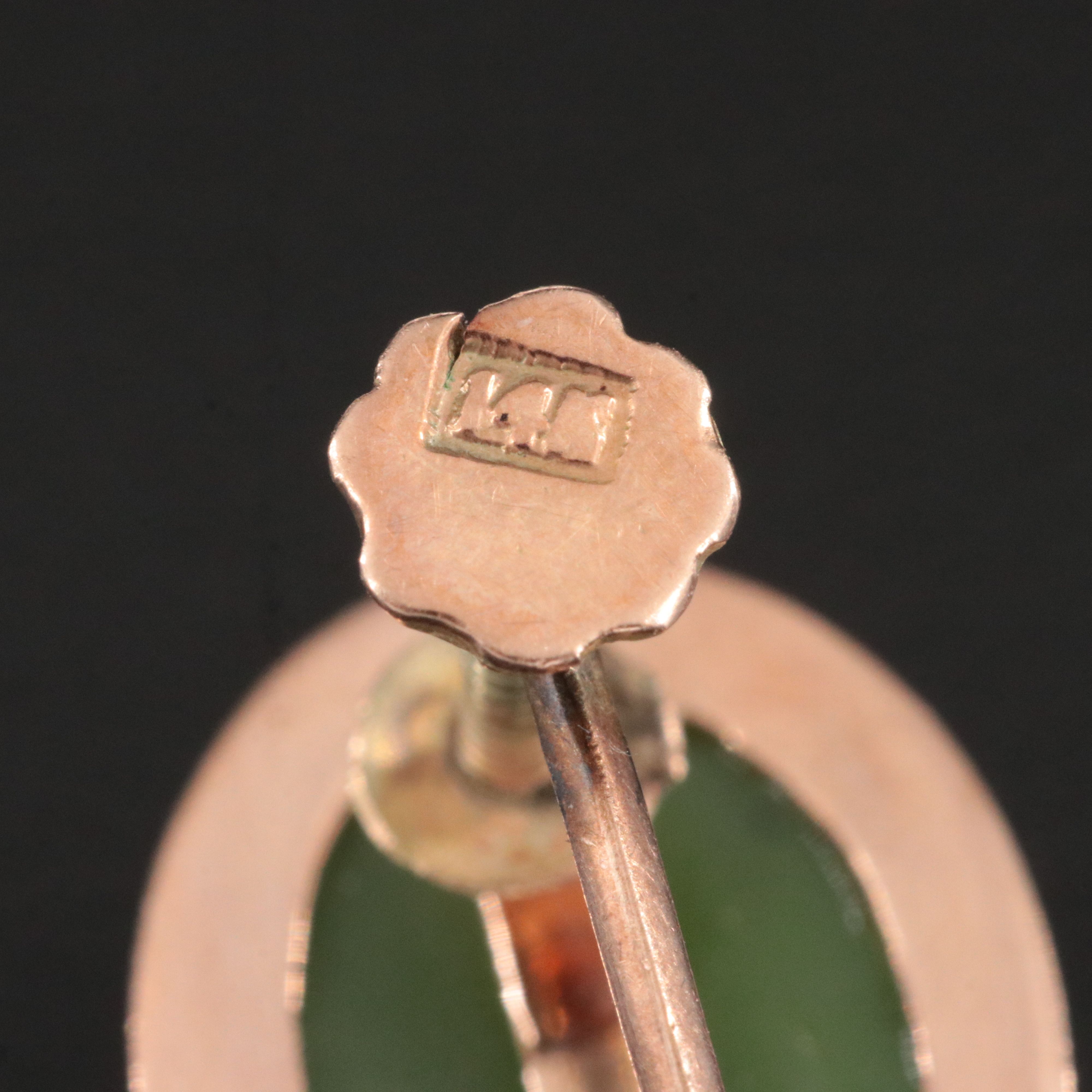 Vintage 10K Rose Gold Nephrite Earrings