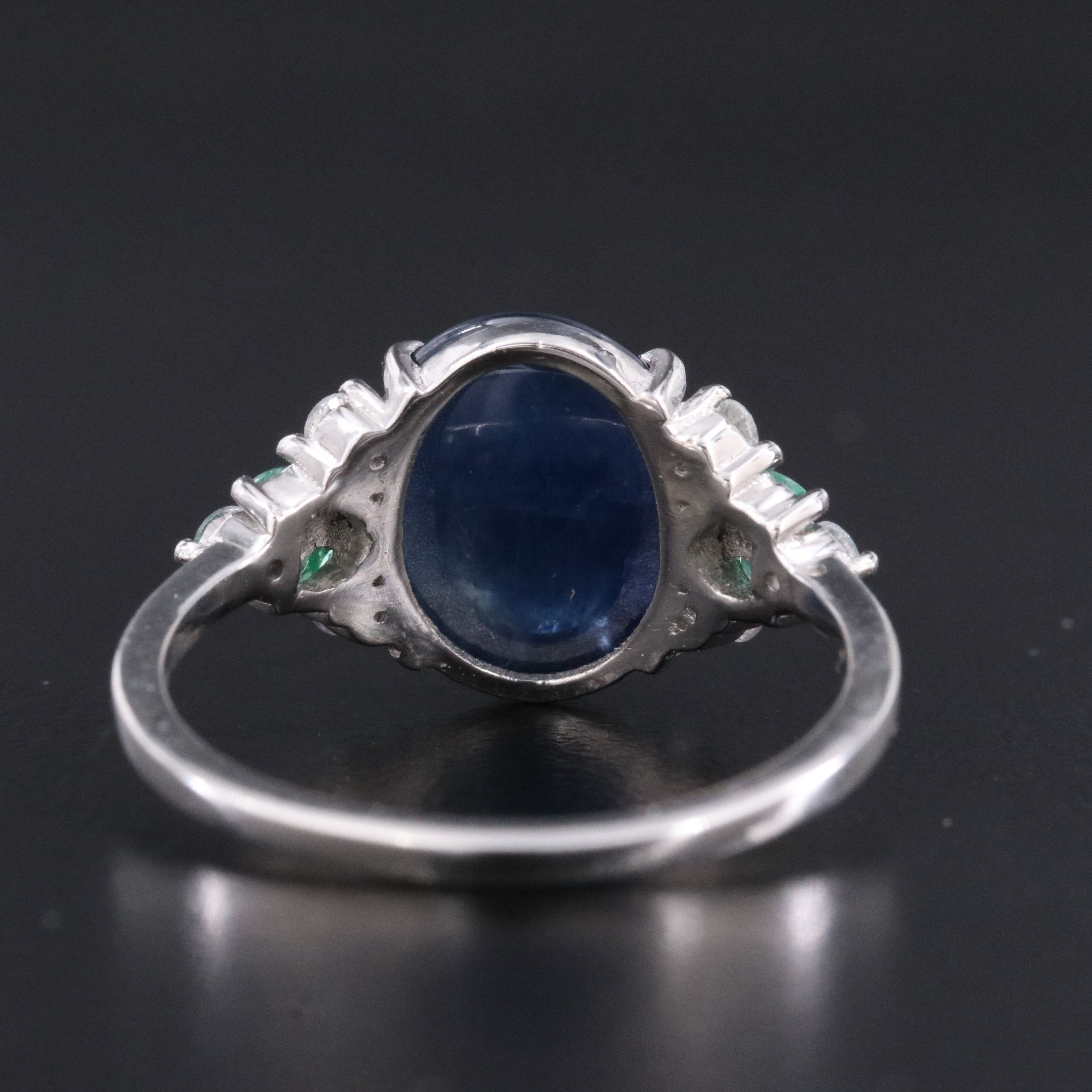 Platinum 5.85 CT Sapphire, Emerald, and White Sapphire Ring