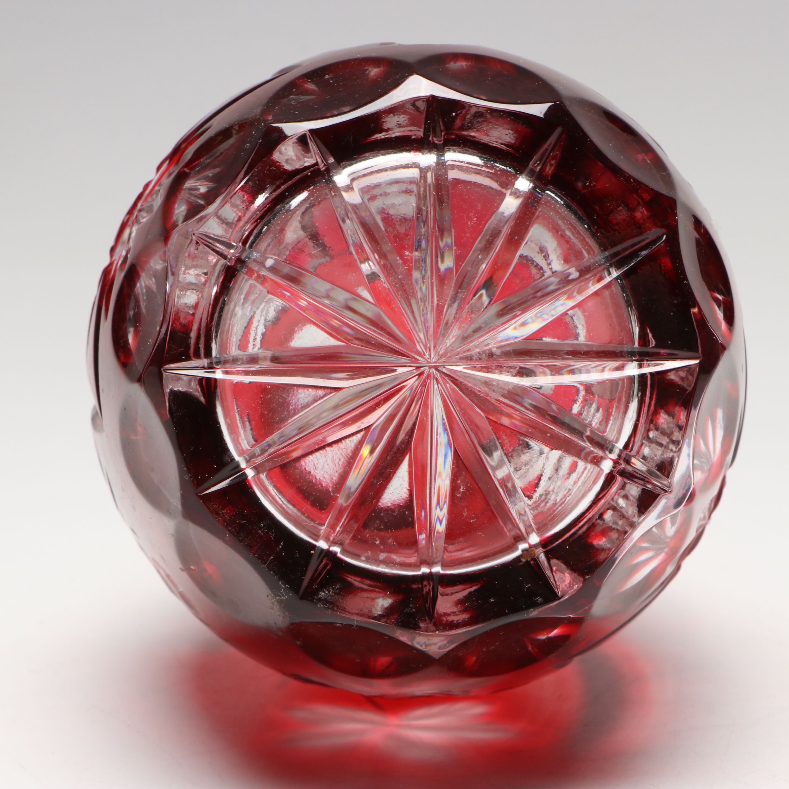 Bohemian Style Colored Crystal Decanter and Wine Glasses