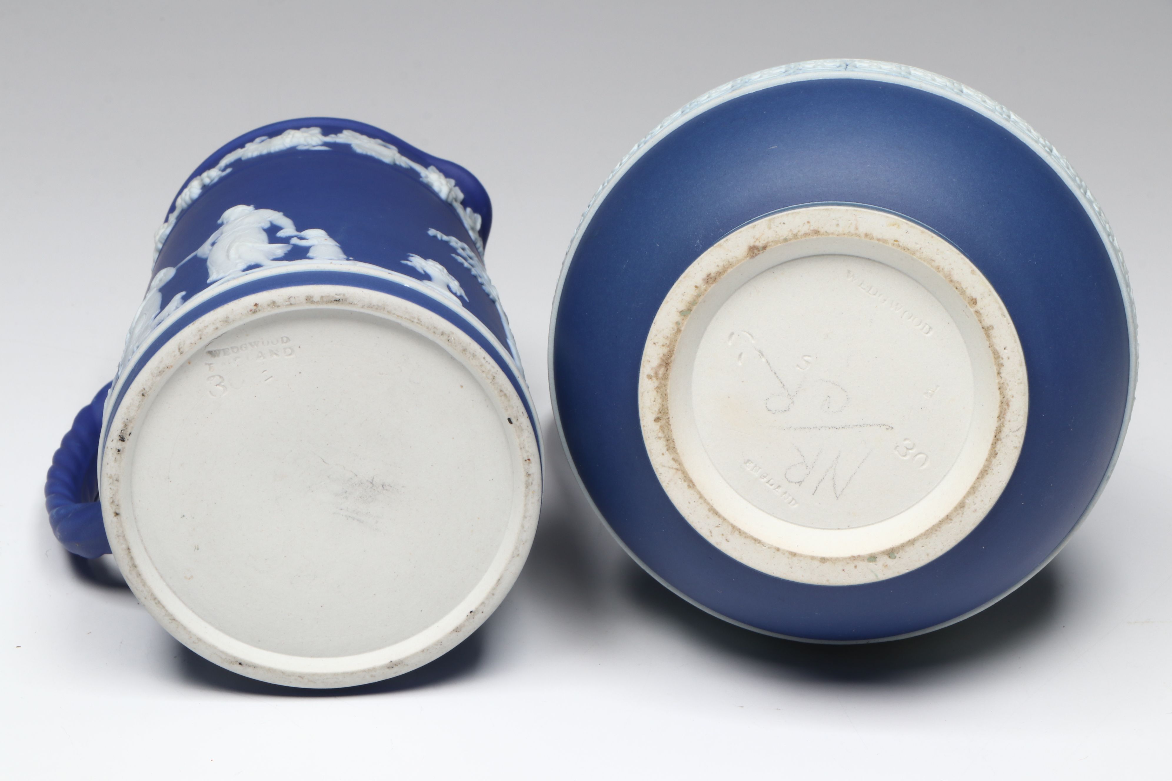 Antique Charles Ahrenfeldt Porcelain Salad Plates and Wedgwood Pitchers