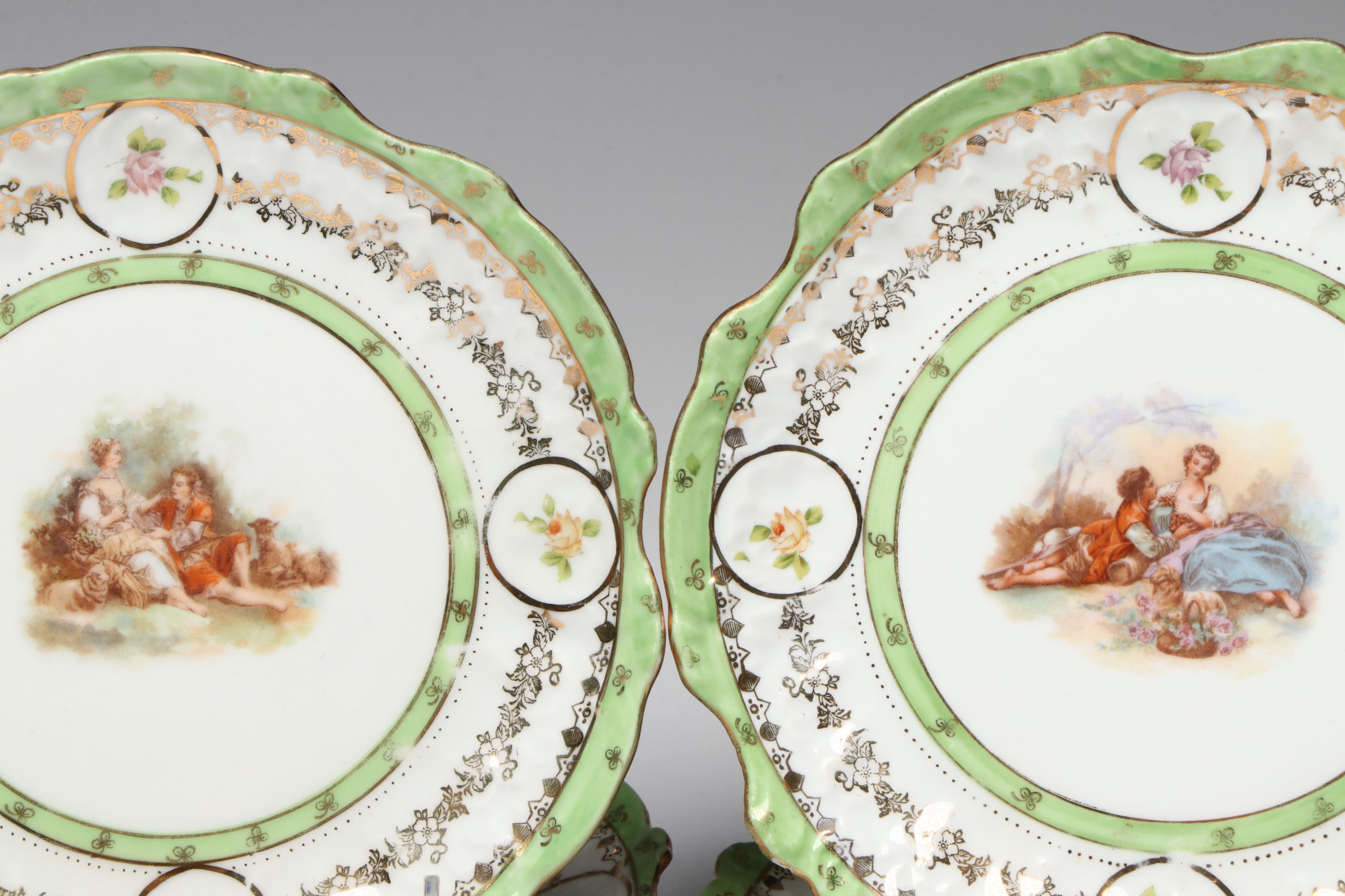 Antique Charles Ahrenfeldt Porcelain Salad Plates and Wedgwood Pitchers