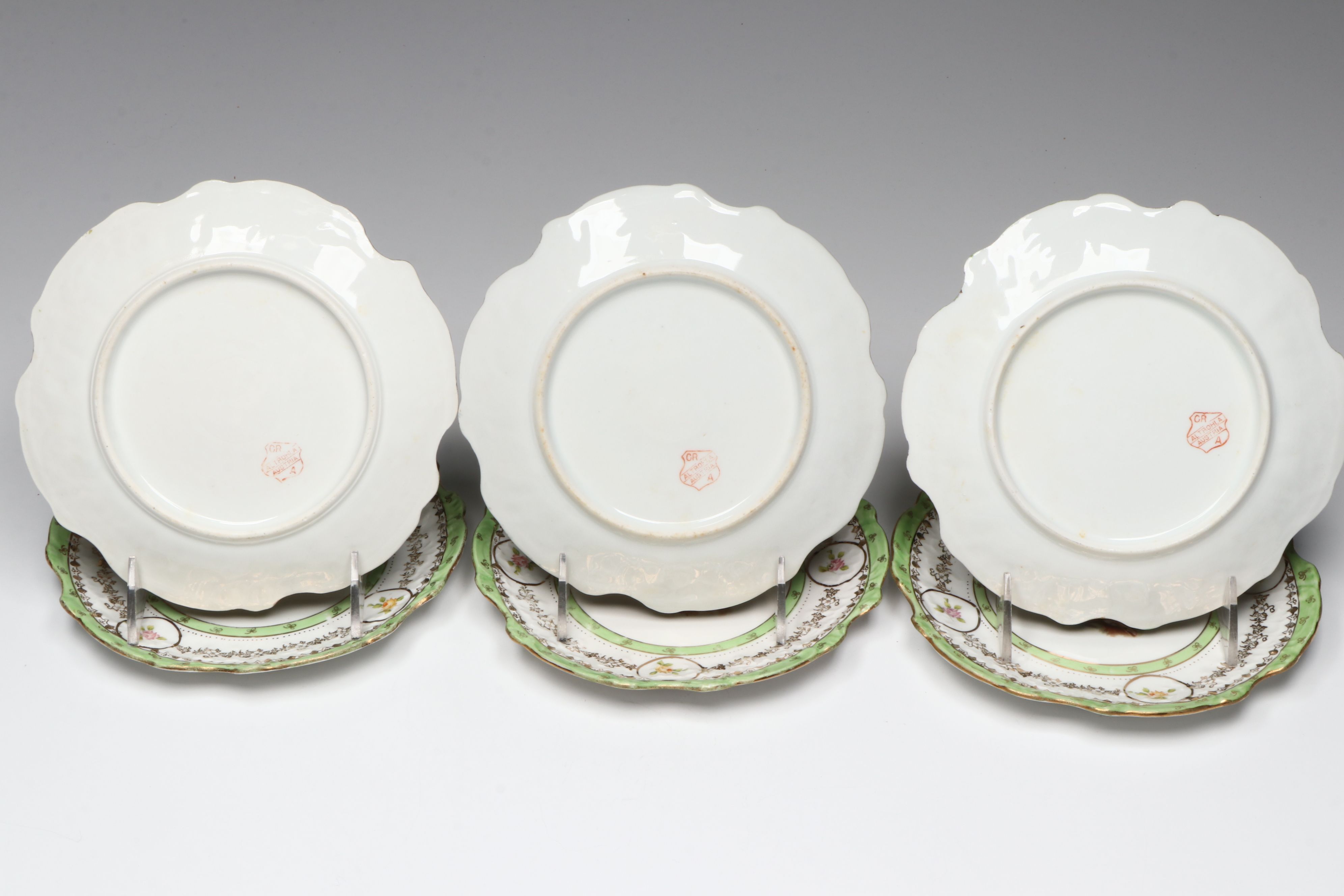 Antique Charles Ahrenfeldt Porcelain Salad Plates and Wedgwood Pitchers