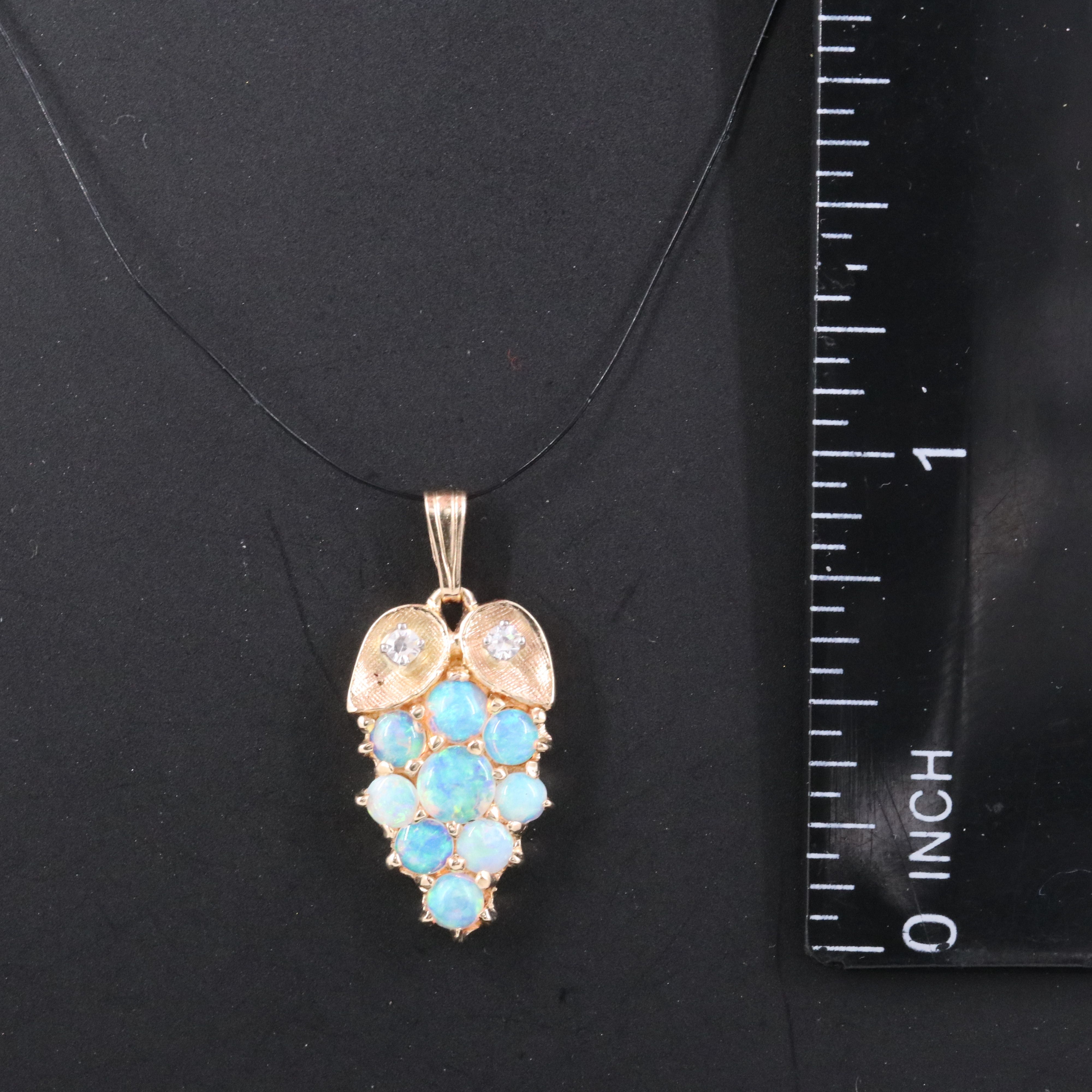 14K Opal and Diamond Grape Cluster Pendant
