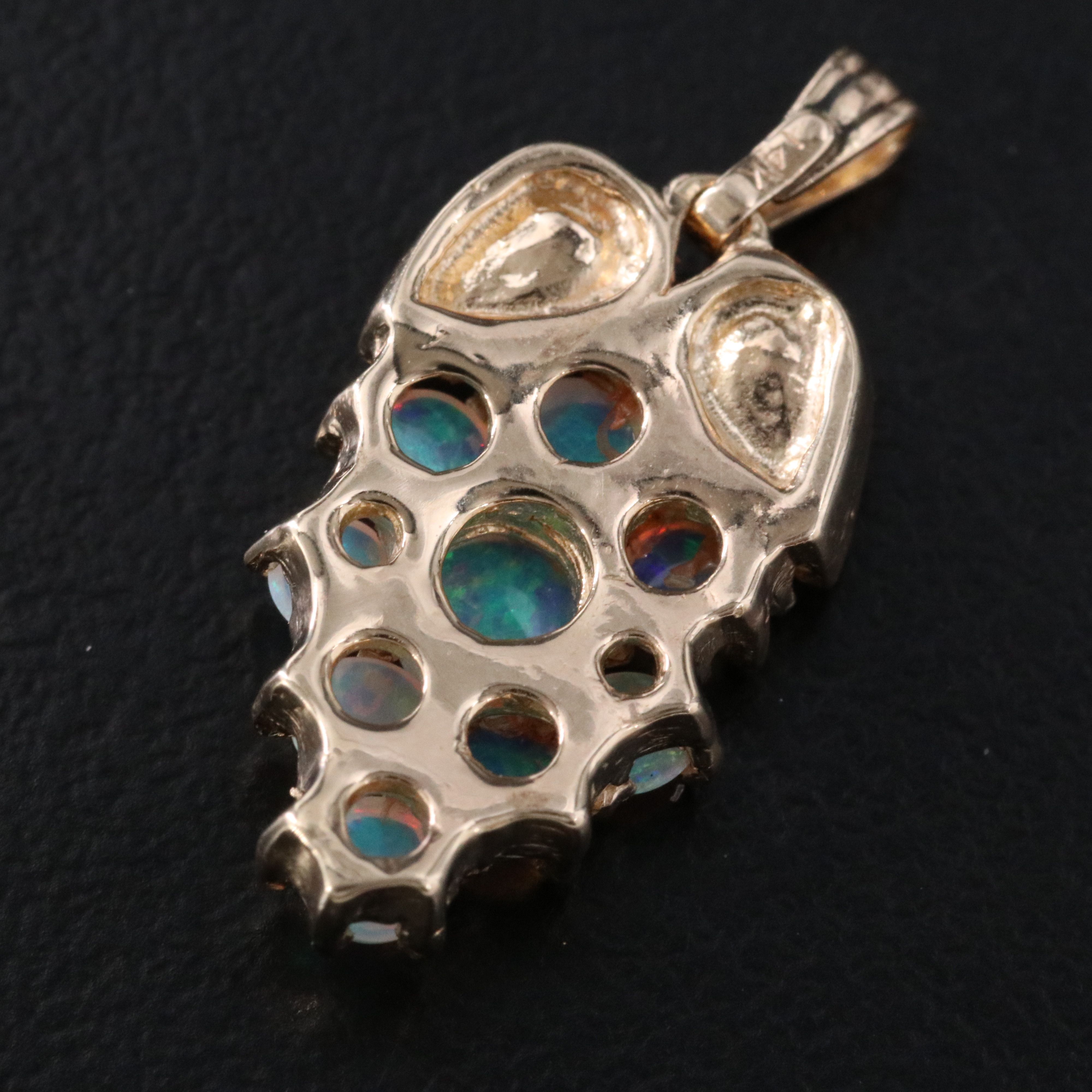 14K Opal and Diamond Grape Cluster Pendant