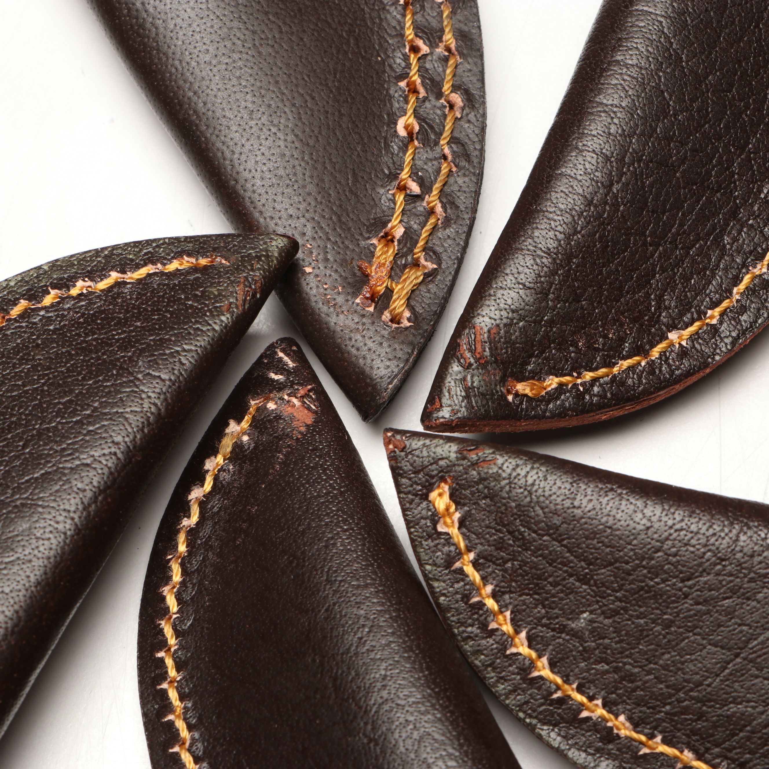 Damascus Steel Skinner and Hunting Knives in Leather Scabbards