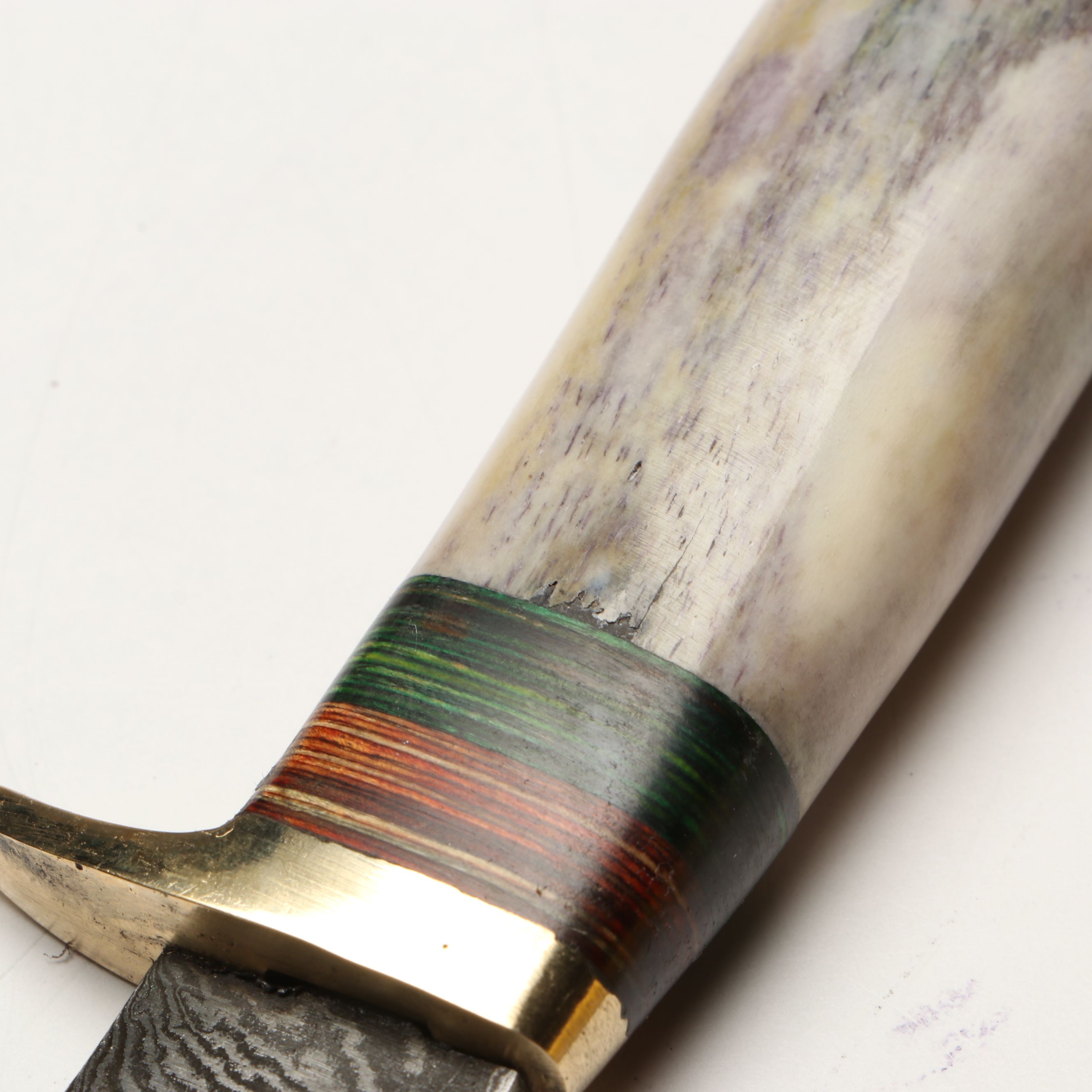 Damascus Steel Skinner and Hunting Knives in Leather Scabbards