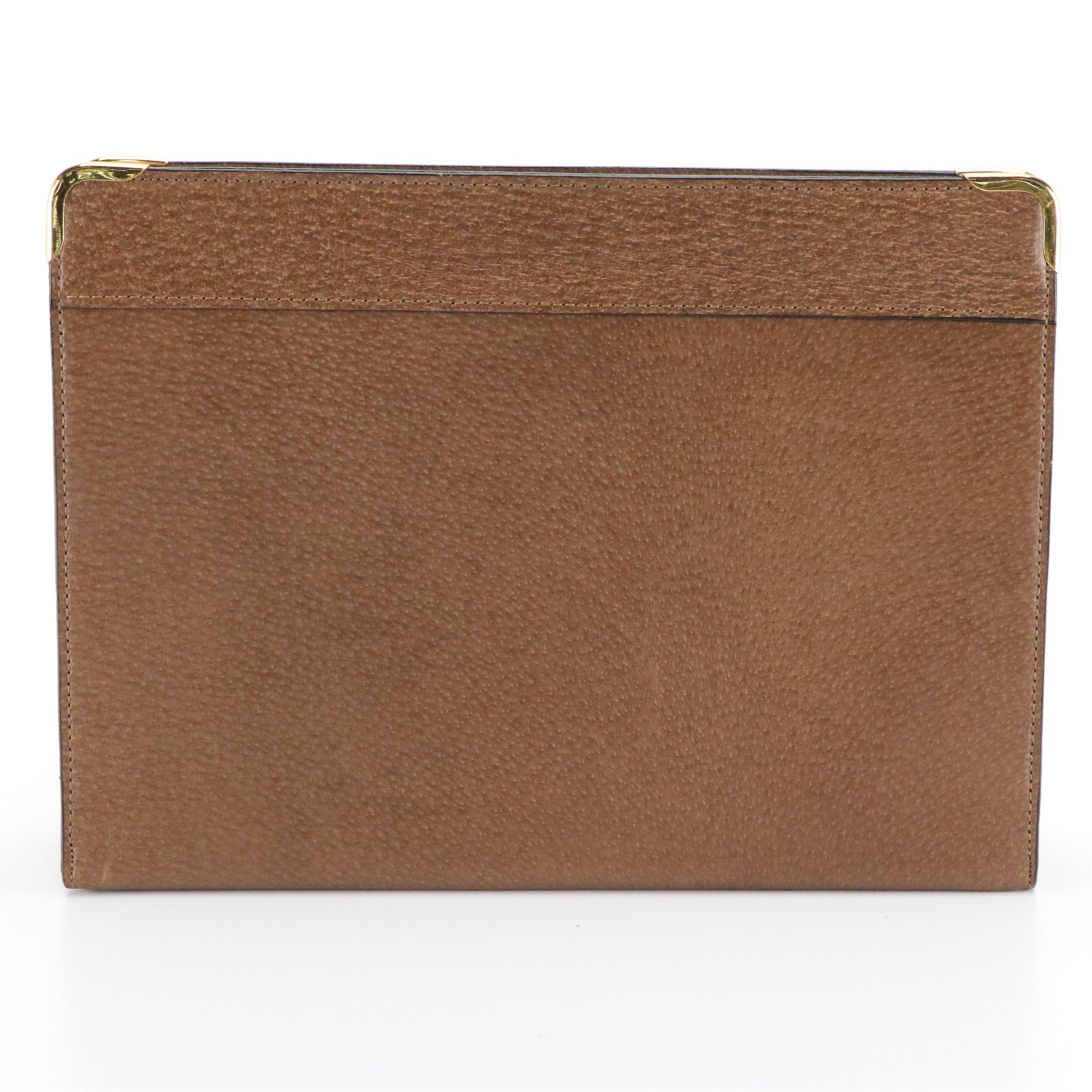 Valentino Garavani Zip Clutch in Brown Grained Leather