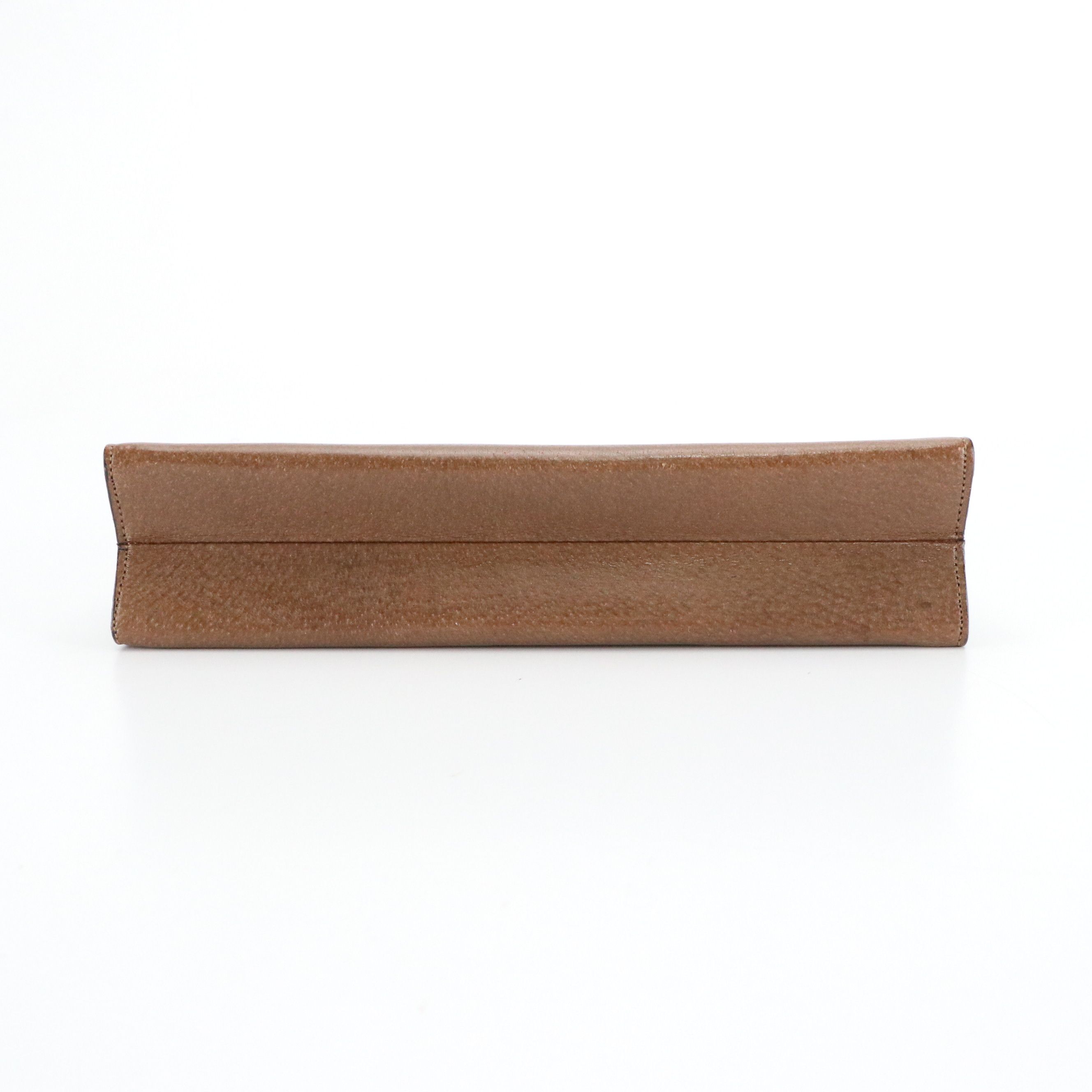 Valentino Garavani Zip Clutch in Brown Grained Leather