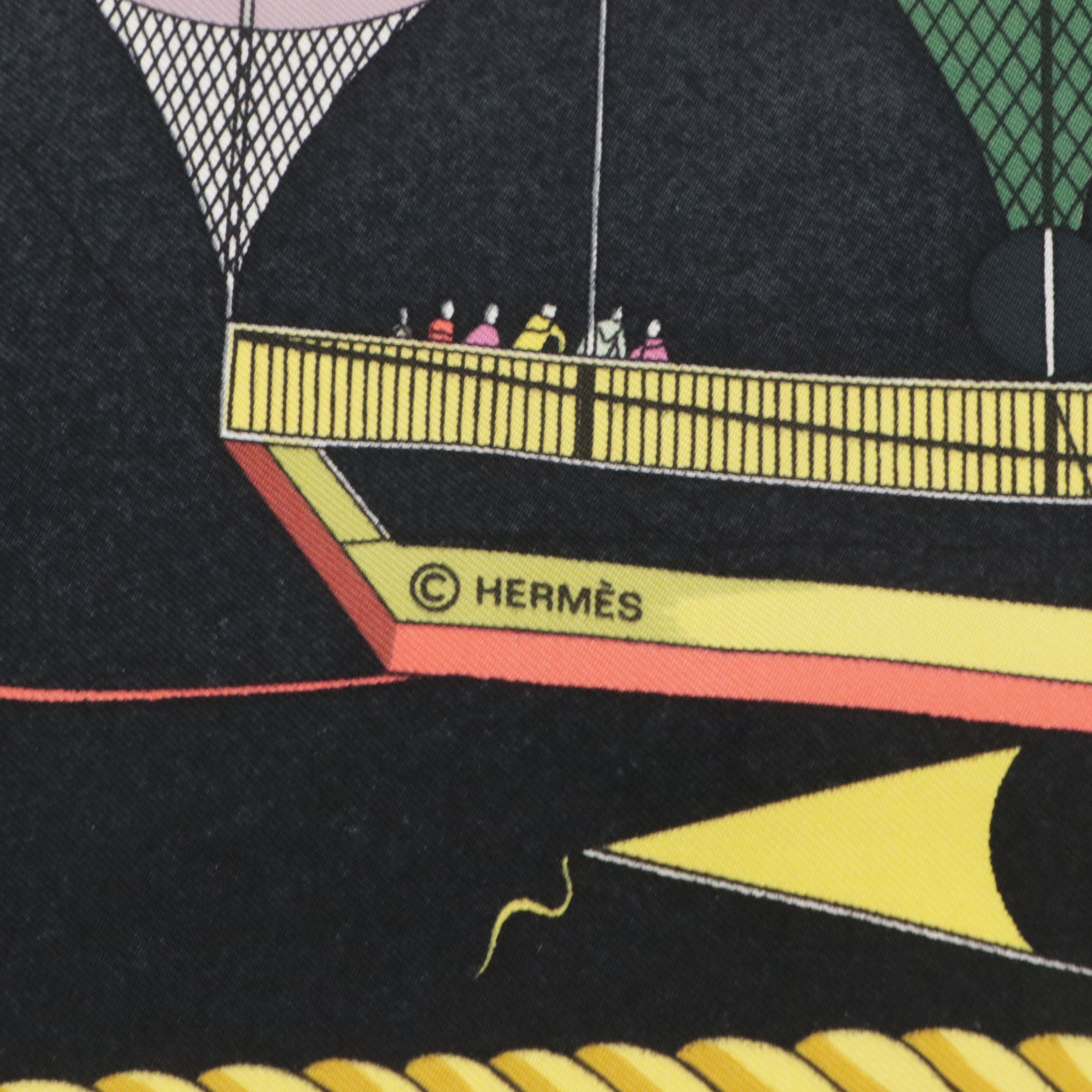 Hermès "Les Folies du Ciel" Scarf 90 in Silk Twill