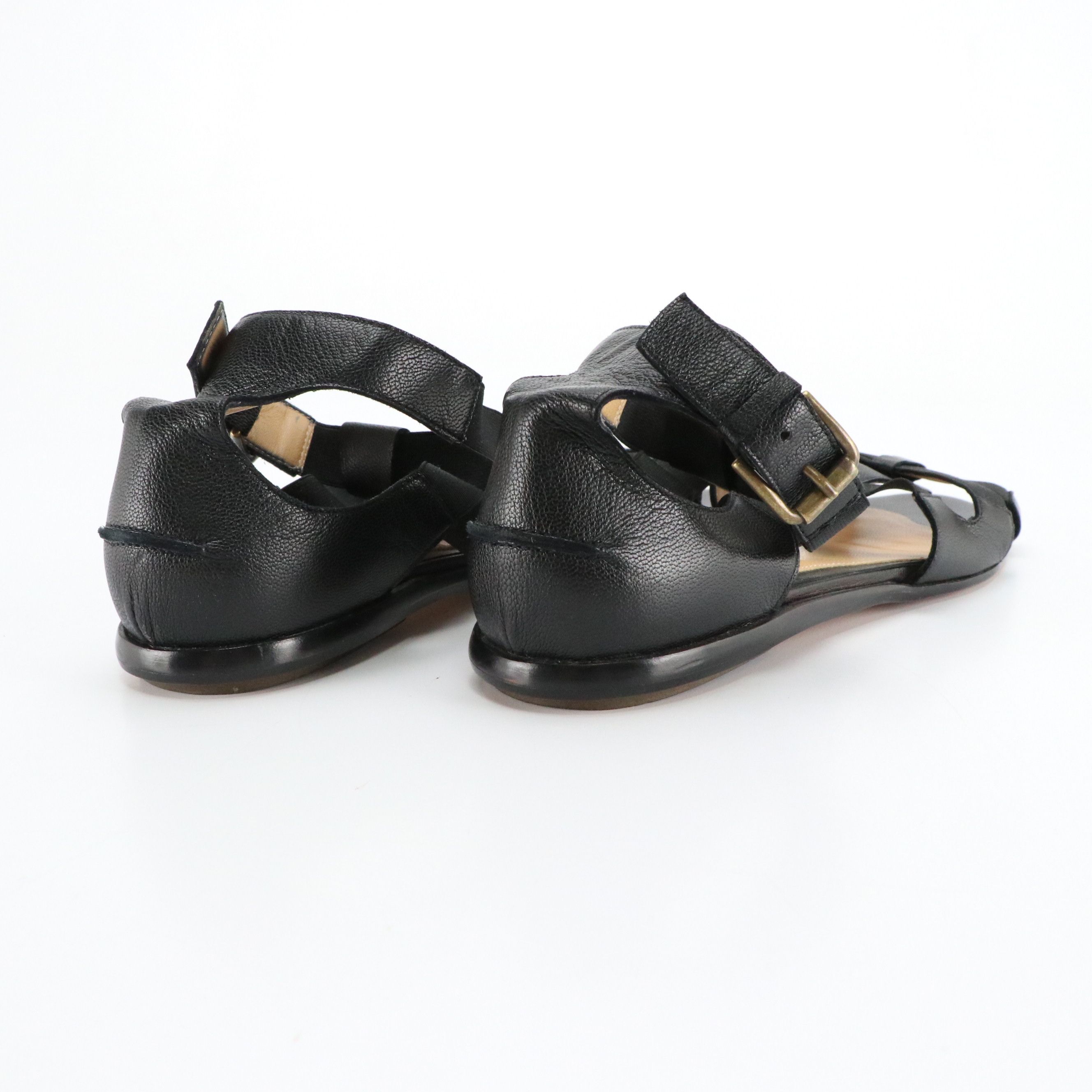 Pellico Gladiator Sandals in Black Leather and Elastic