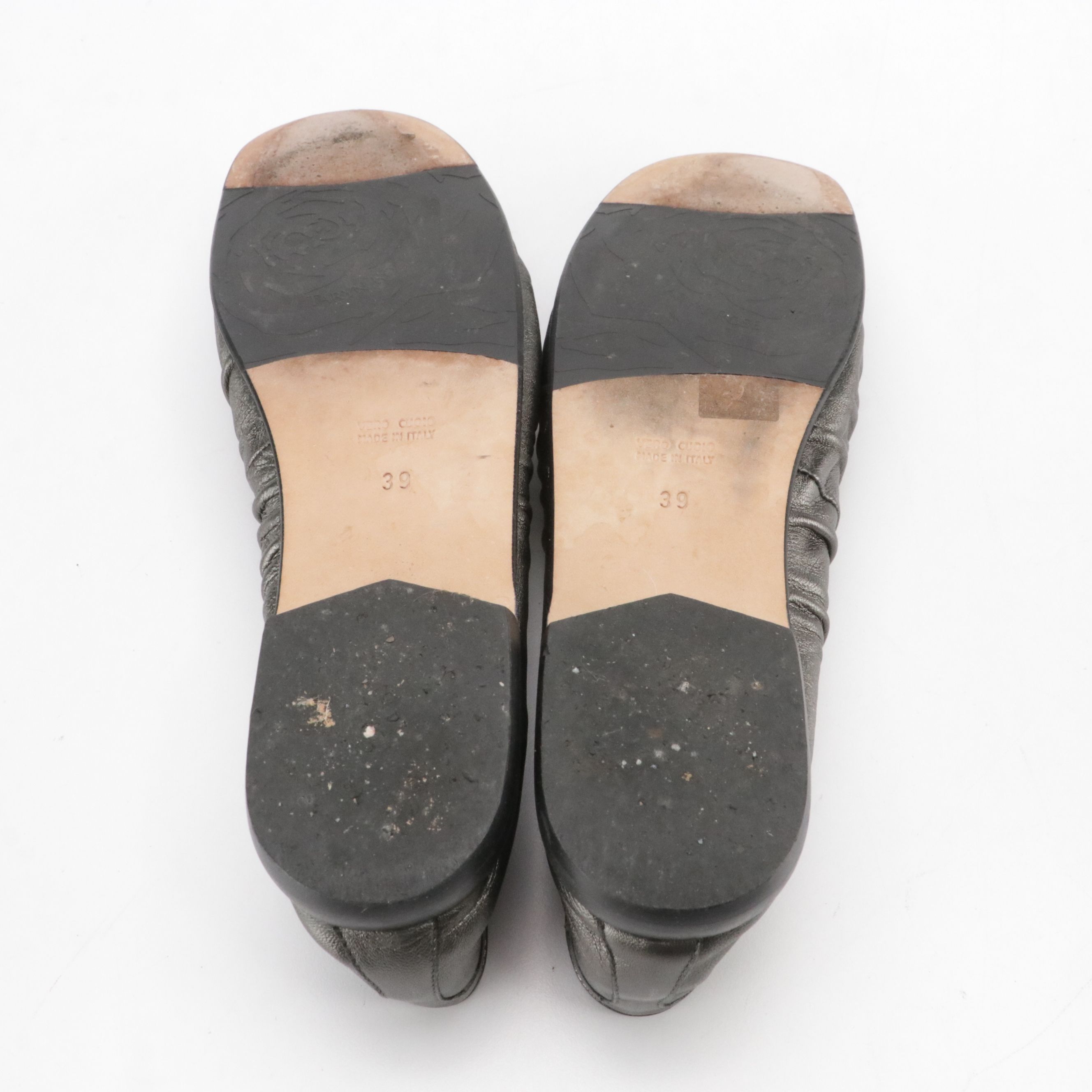 Taryn Rose Ballet Flats in Metallic Gunmetal Leather