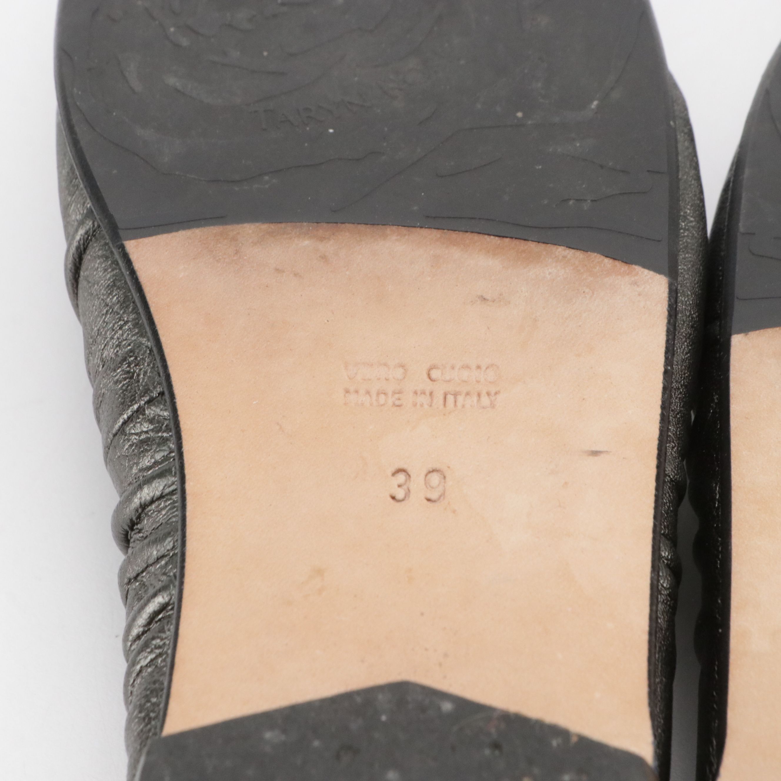 Taryn Rose Ballet Flats in Metallic Gunmetal Leather