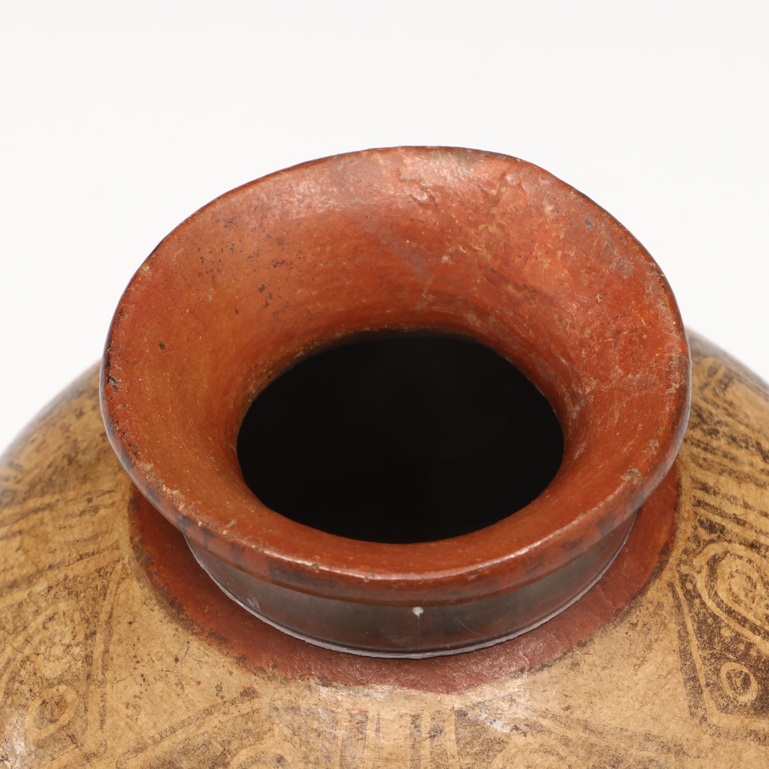 Pre-Columbian Panamanian Pottery Negative Resist Olla, Circa 700–1200 CE