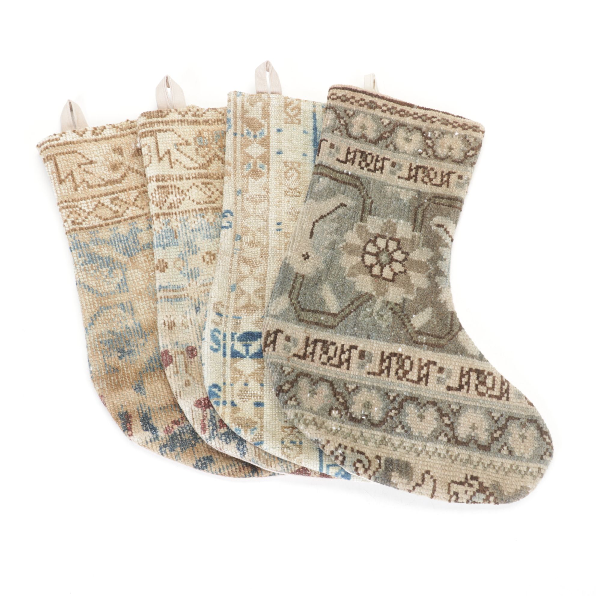 Hand-Pieced Kilim Rug Remnant Christmas Stockings