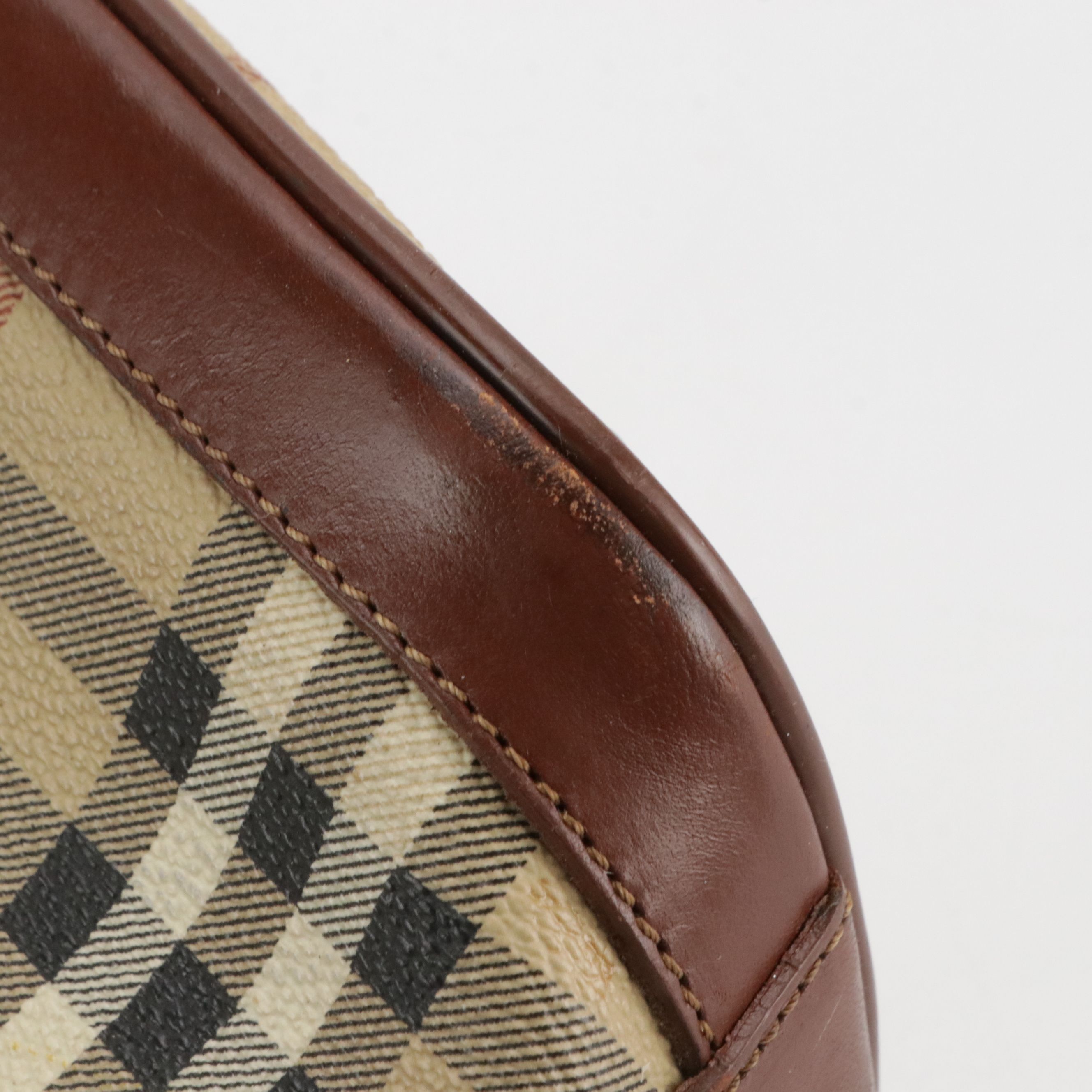 Burberrys Top Handle Dome Satchel Bag in Haymarket Check Canvas and Leather