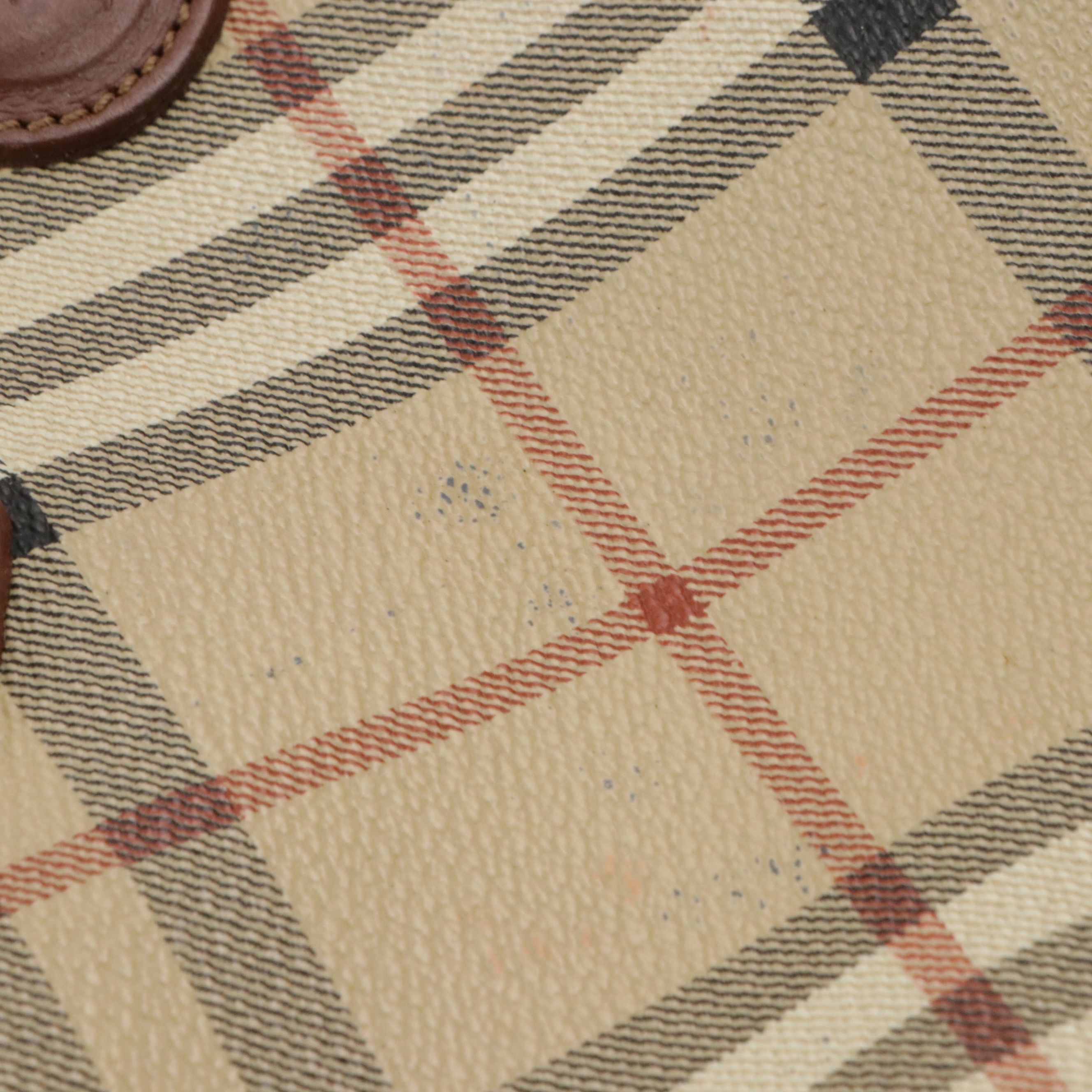 Burberrys Top Handle Dome Satchel Bag in Haymarket Check Canvas and Leather