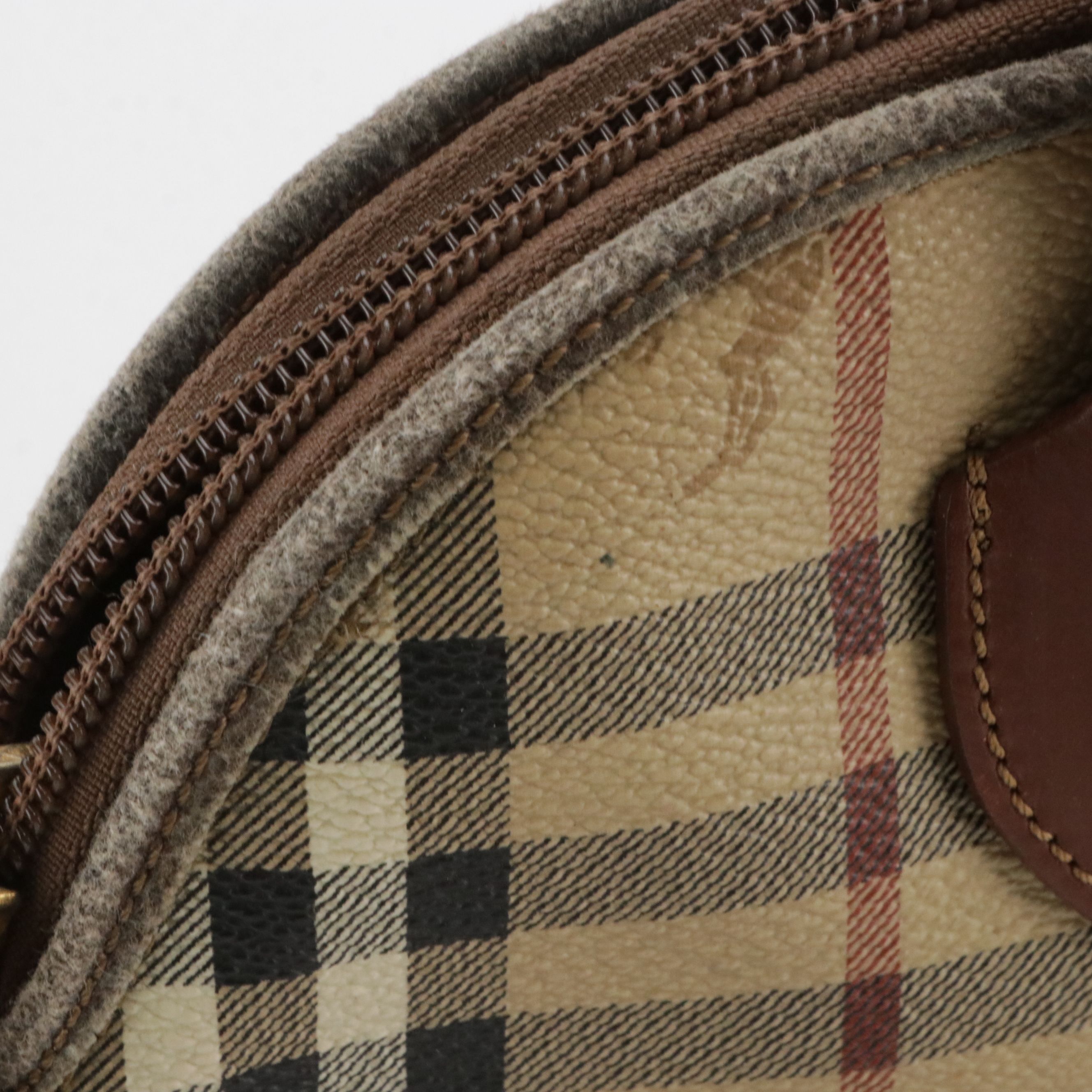 Burberrys Top Handle Dome Satchel Bag in Haymarket Check Canvas and Leather