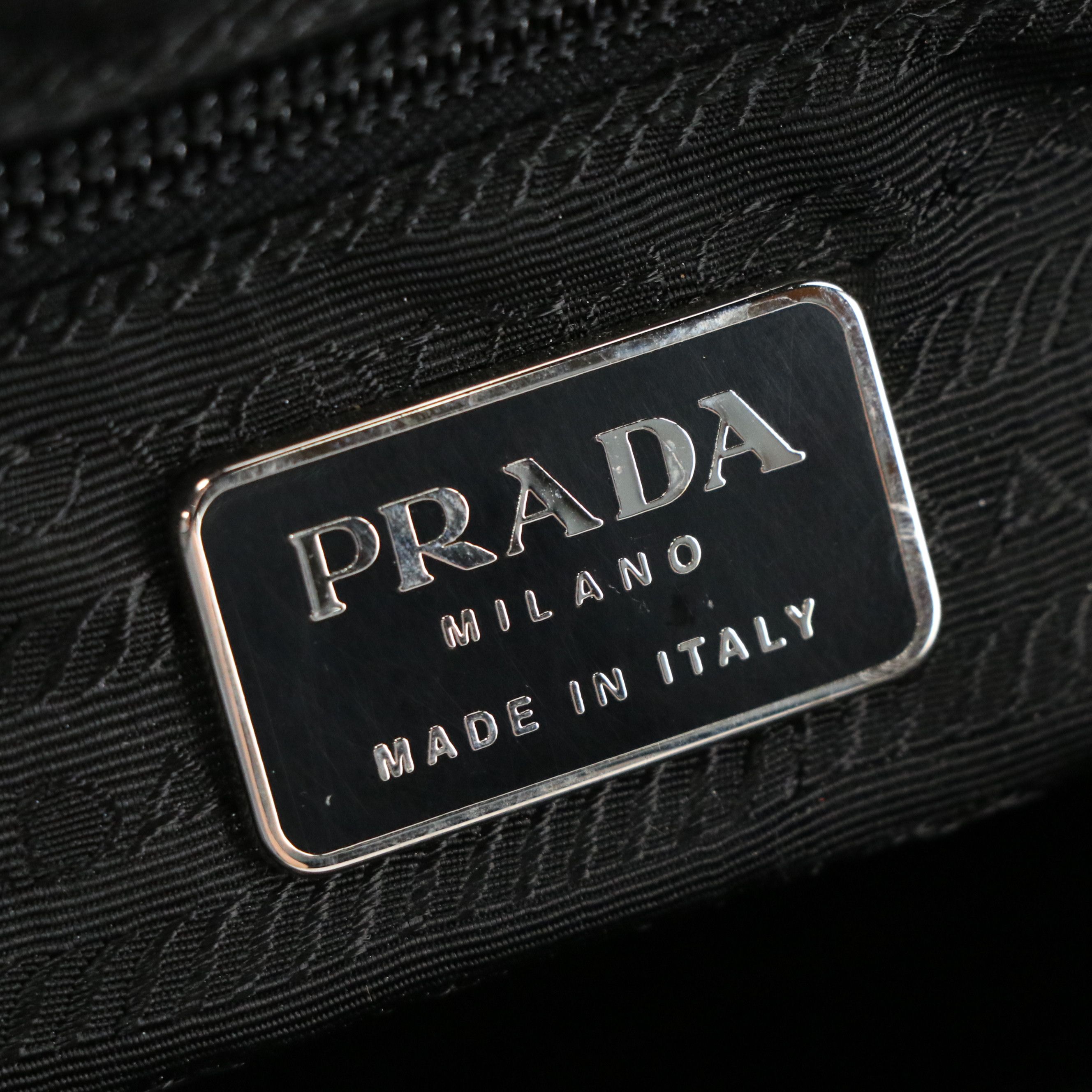 Prada Metal Strap Hobo Shoulder Bag in Black Nappa Leather