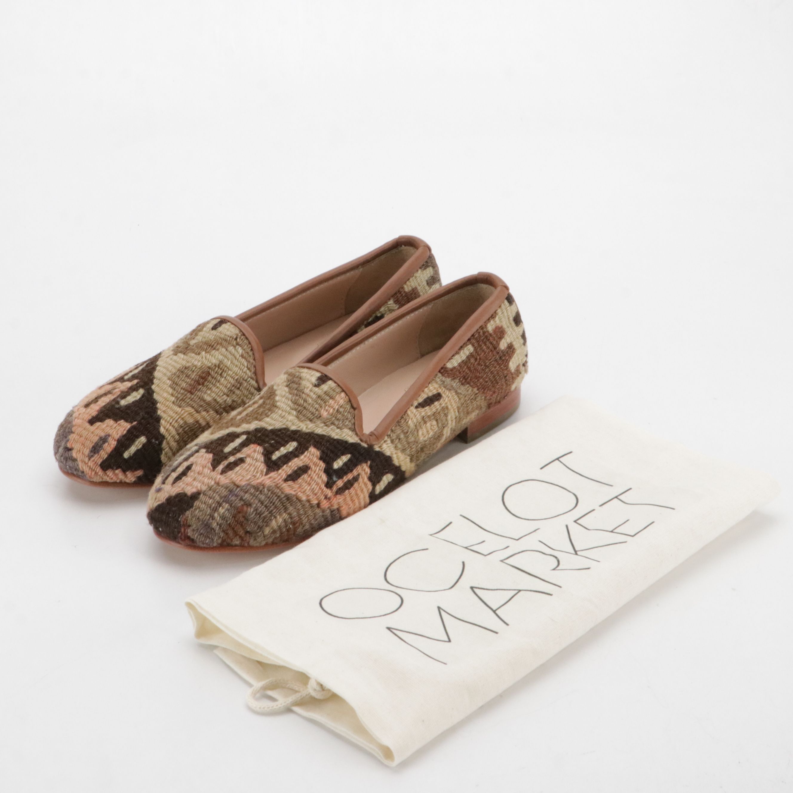 Ocelot Market Carpet Loafers in Brown Wool