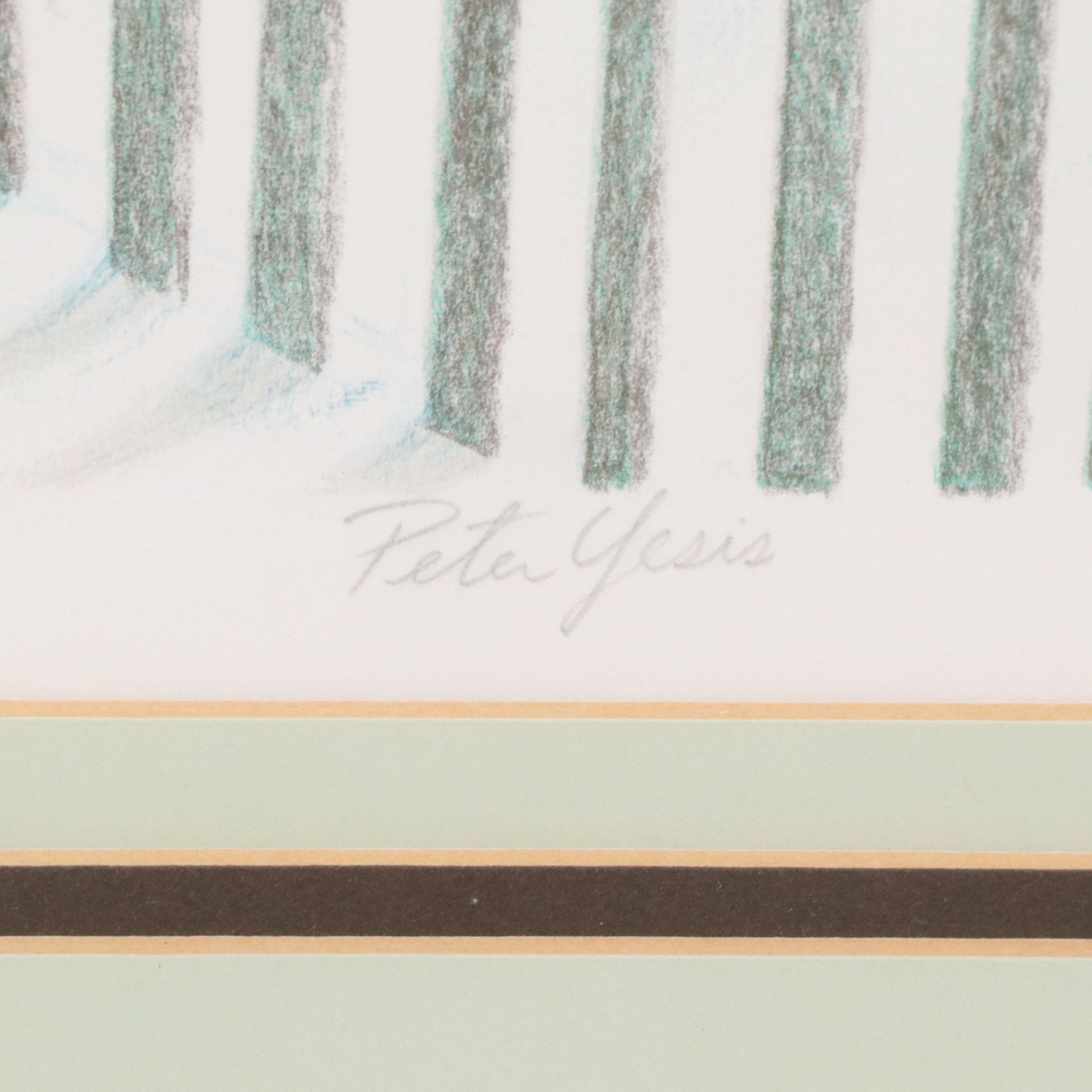 Peter Yesis Coastal Scene Lithograph of Beached Boats, Late 20th Century