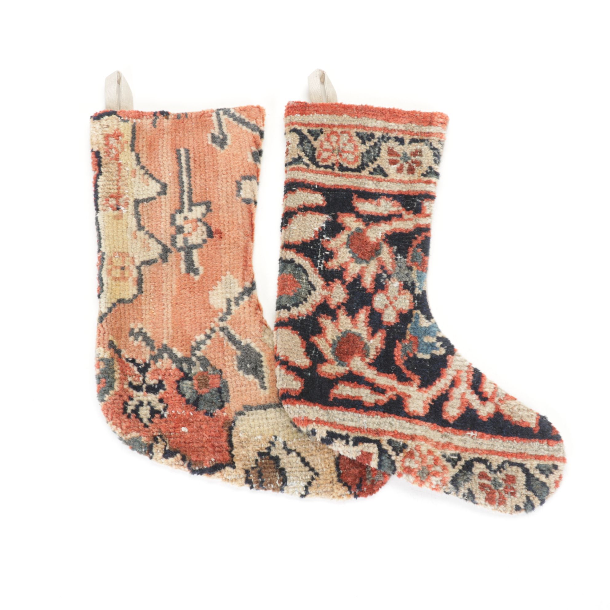 Hand-Pieced Kilim Rug Remnant Christmas Stockings