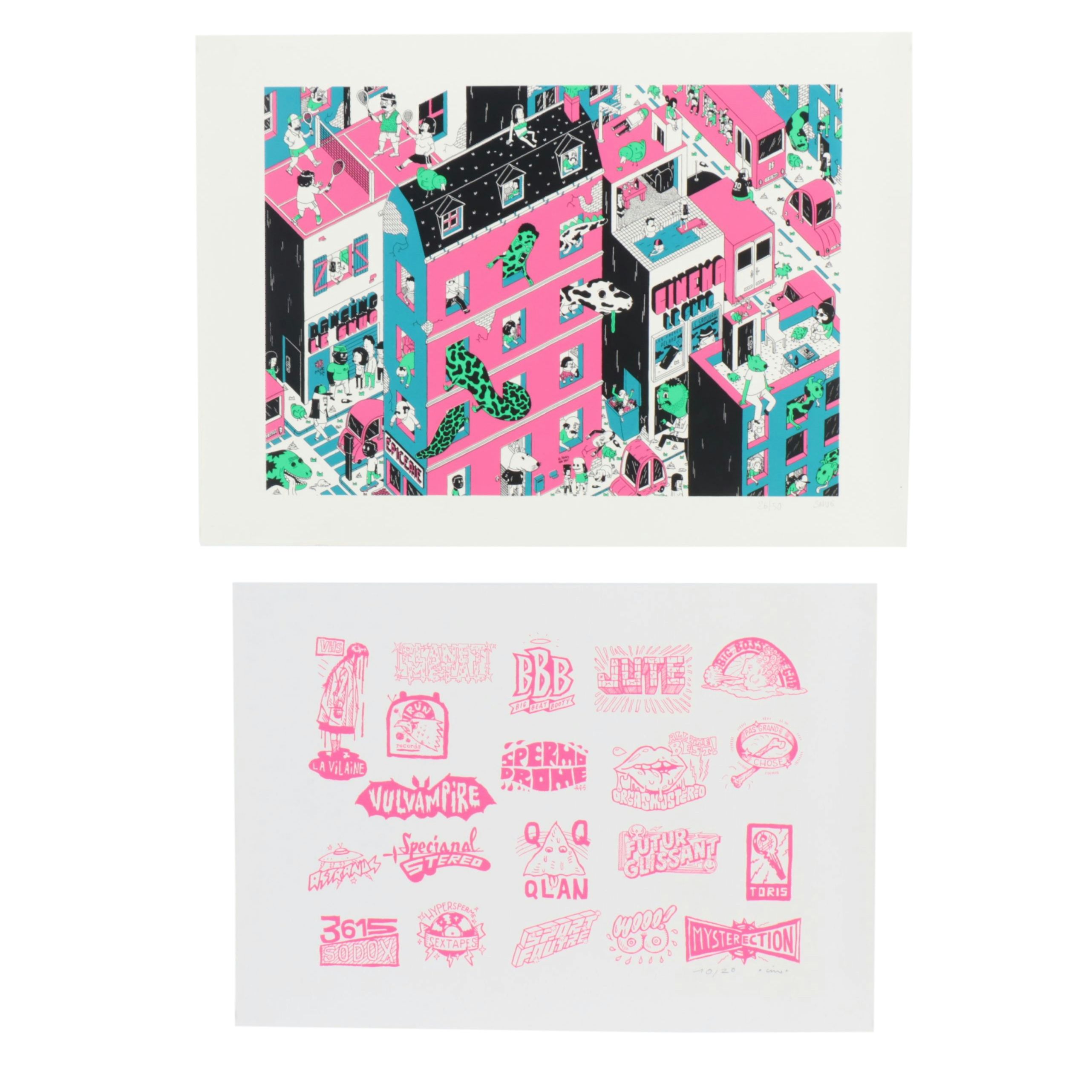 David Snug Serigraph "Snug City" and Other Serigraph, 21st Century