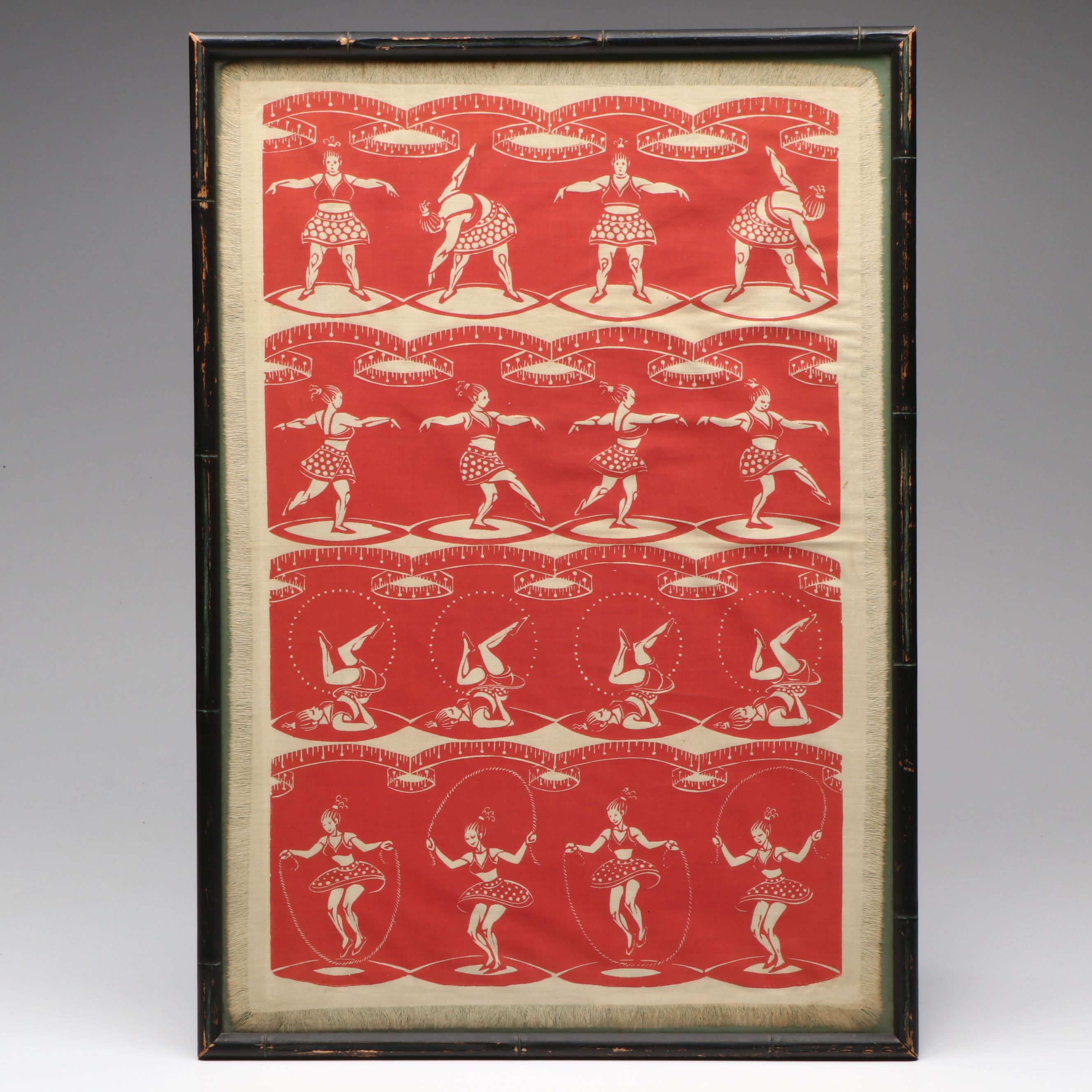 Virginia Lee Burton for Folly Cove Designers Linocut "Reducing," 1949