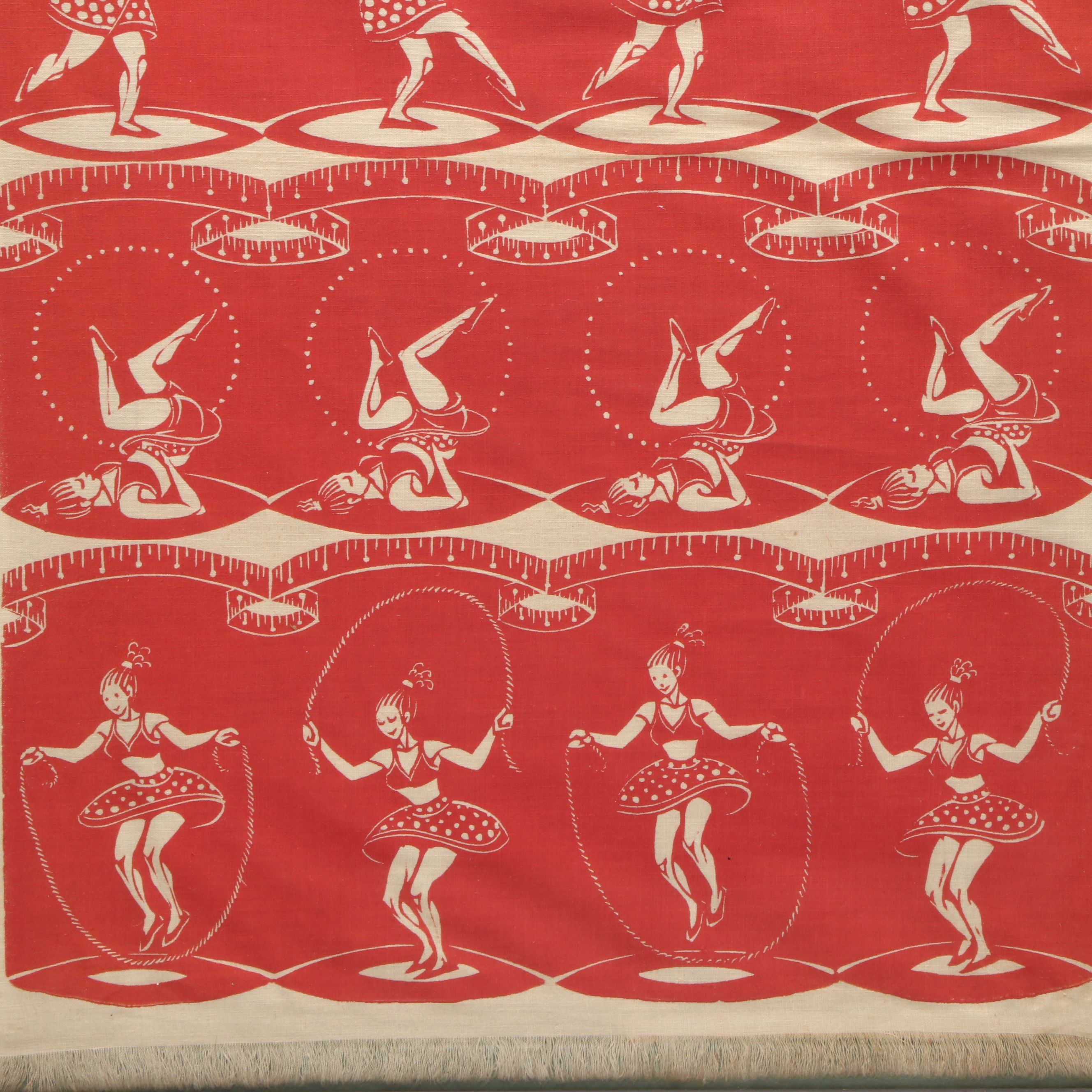 Virginia Lee Burton for Folly Cove Designers Linocut "Reducing," 1949