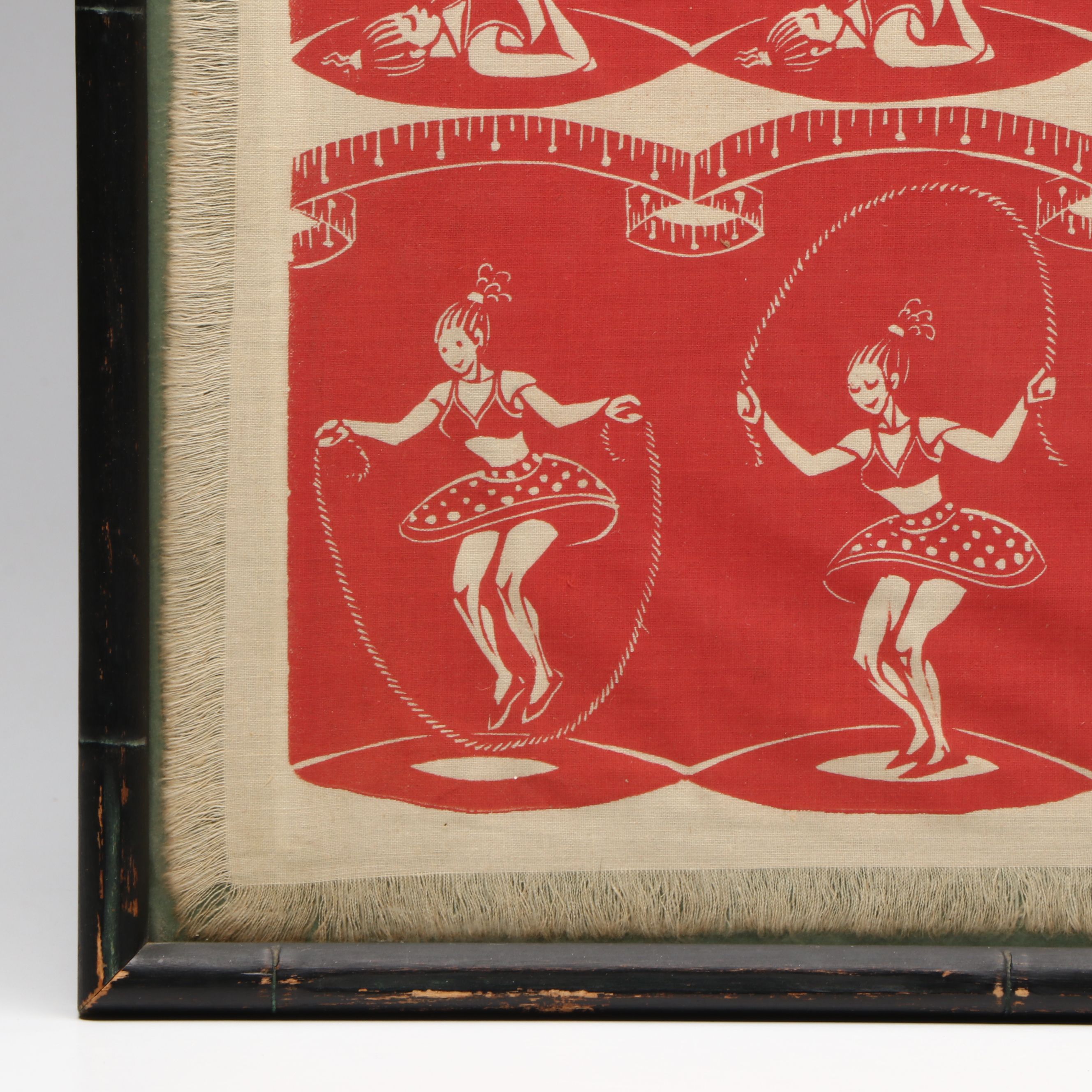 Virginia Lee Burton for Folly Cove Designers Linocut "Reducing," 1949