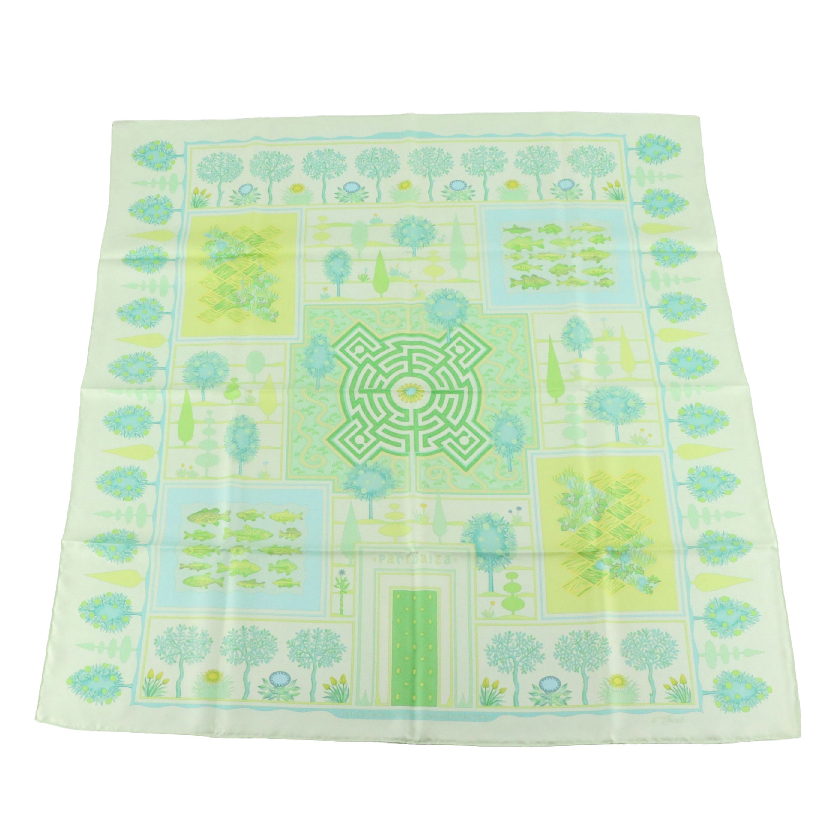 Hermès Limited Edition "Paridaiza" Scarf 90 in Silk Twill